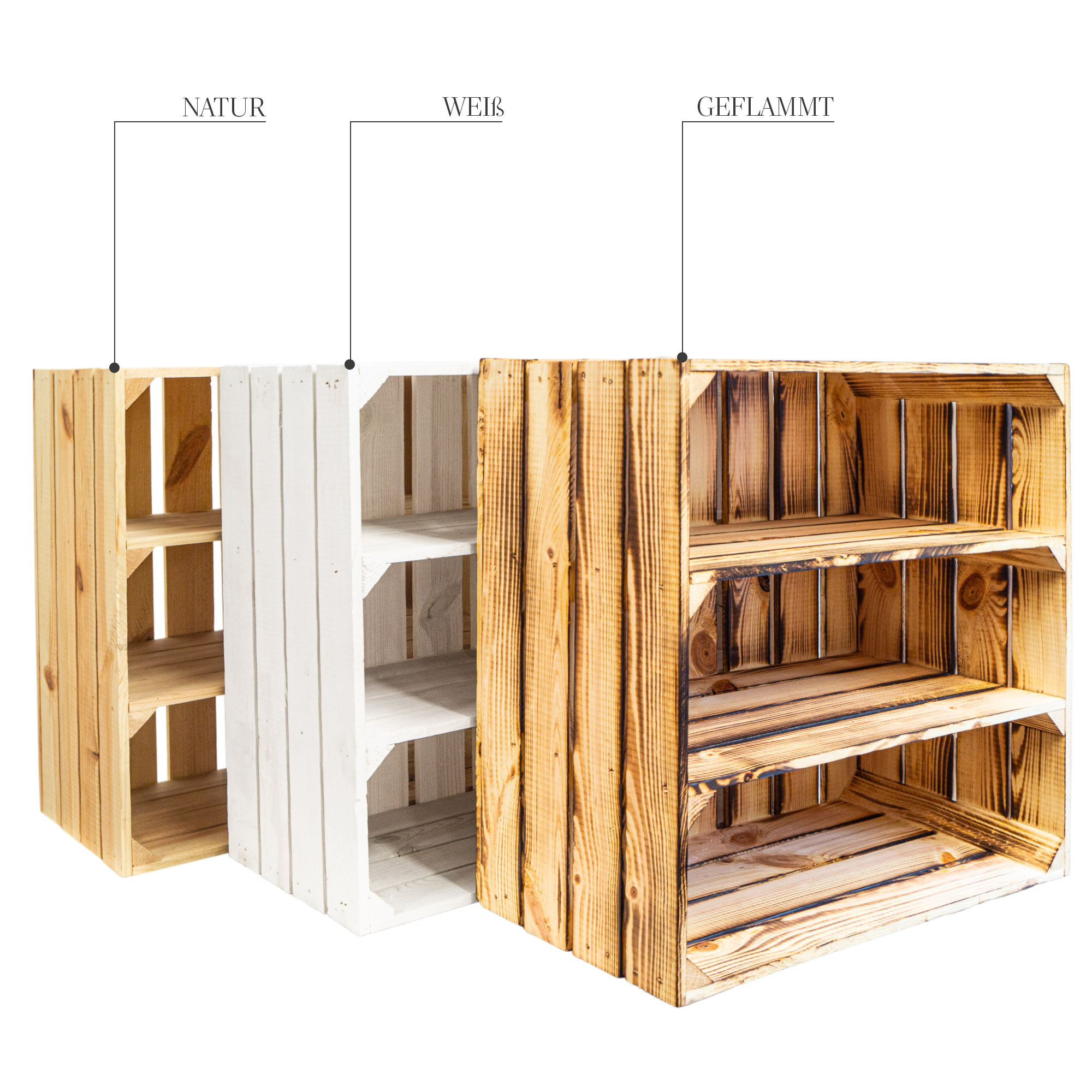 Holzkiste Regal Tamme 55x55x30 cm – Massivholz Kistenregal für stilvolle Aufbewahrung