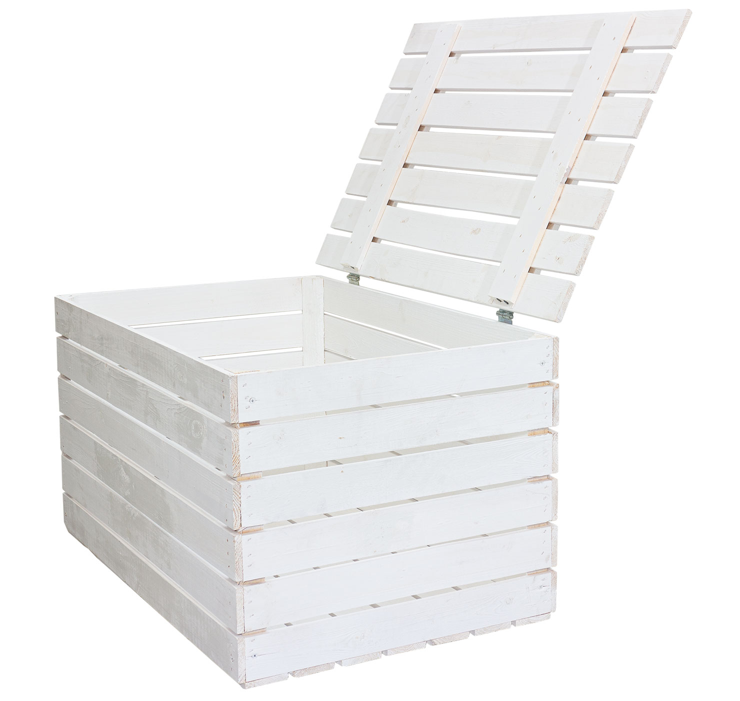 Grosse Holztruhe weiss mit Deckel  80x50x39cm