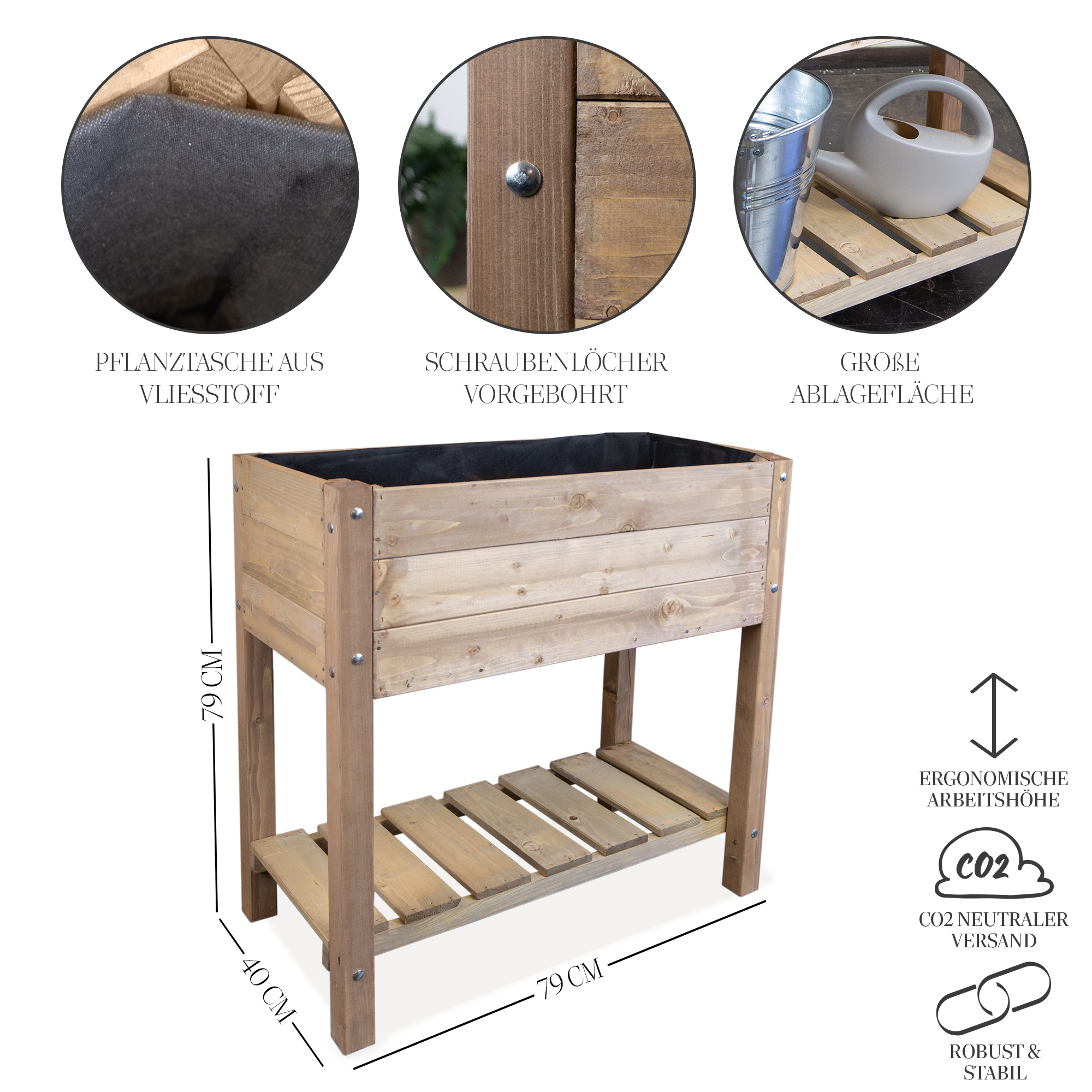 Hochbeet L 79x40x79cm Palisander
