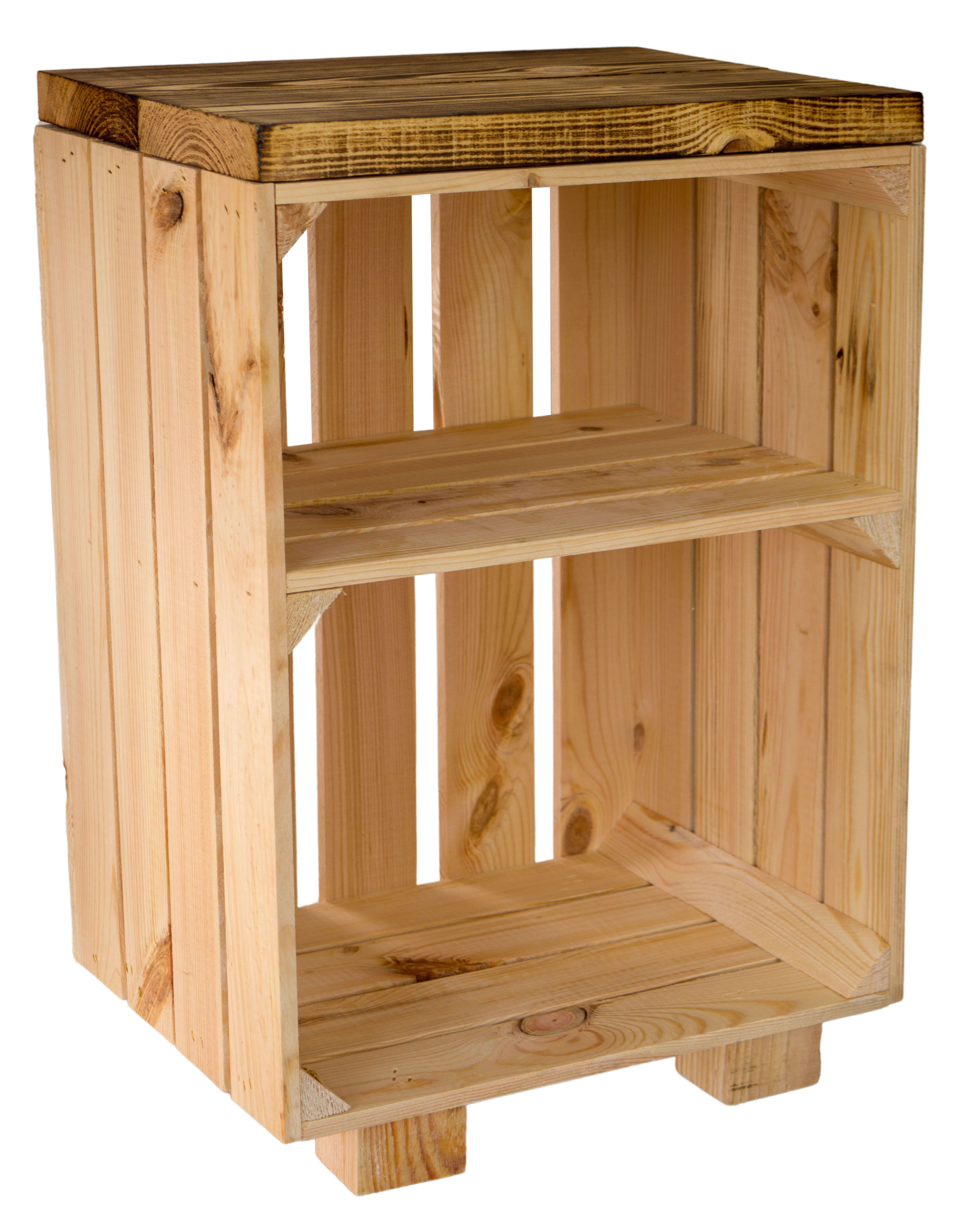Nachttisch Natur  mit geflammten Holzplanken