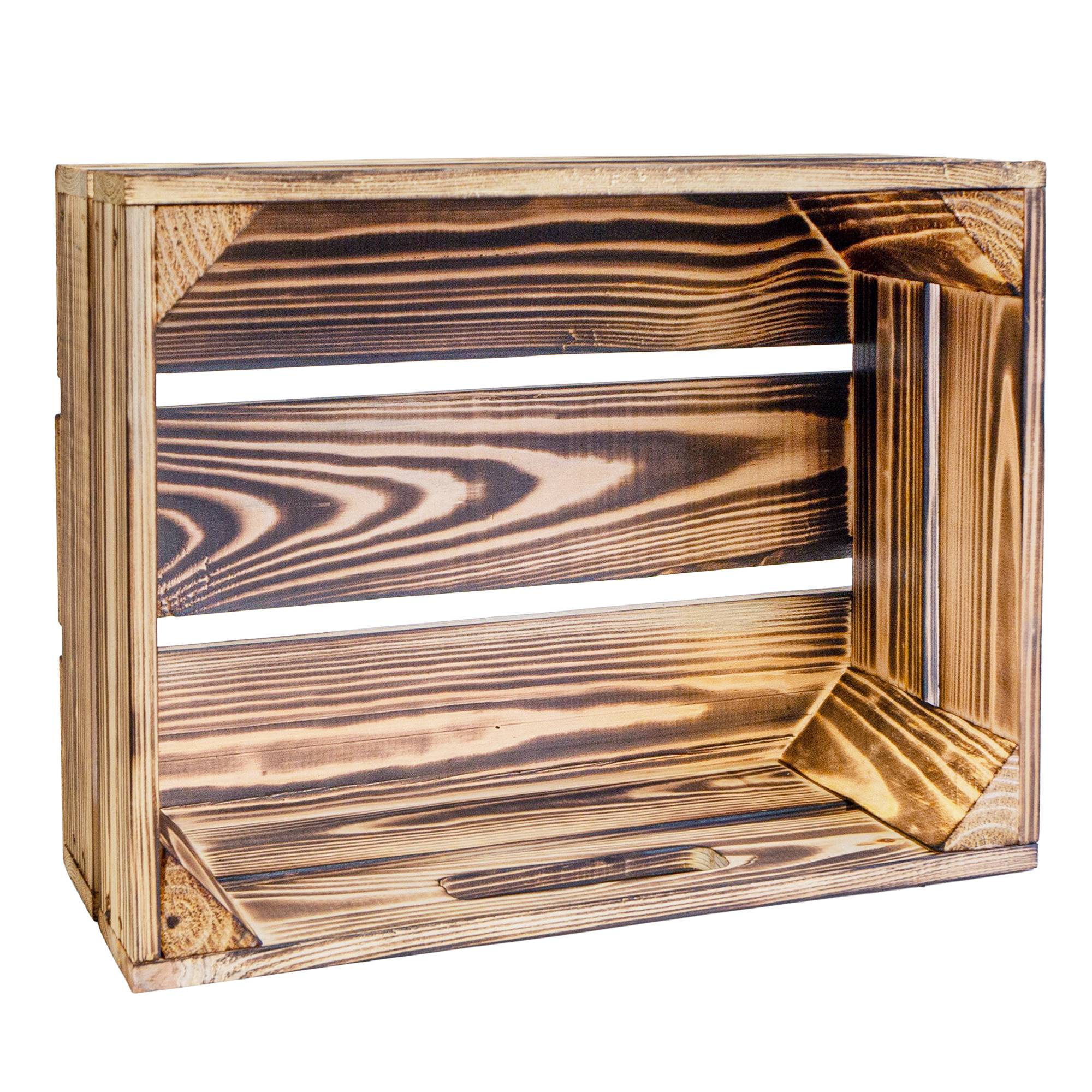 2er Set Obstkiste Johanna geflammt mit Schublade Quer 50 x 40 x 30cm