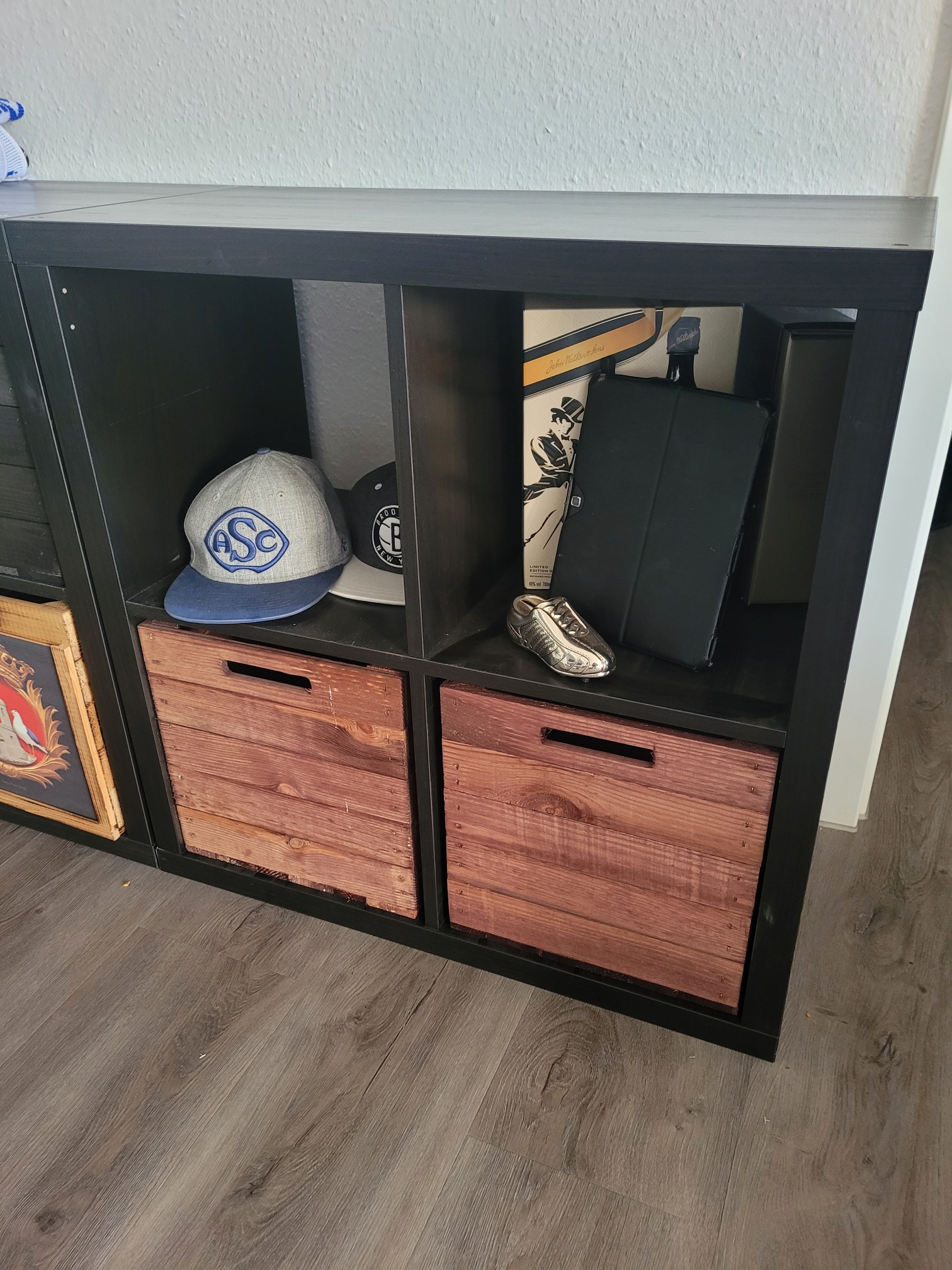 Boîte en bois Vintage Ochre convenant aux étagères Kallax et Expedit