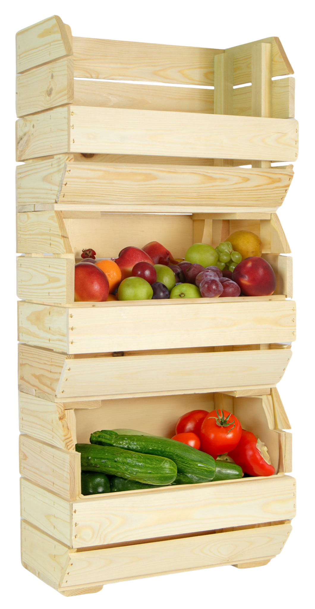 3er Set Schmales Küchenregal 40x22x29 cm in natur