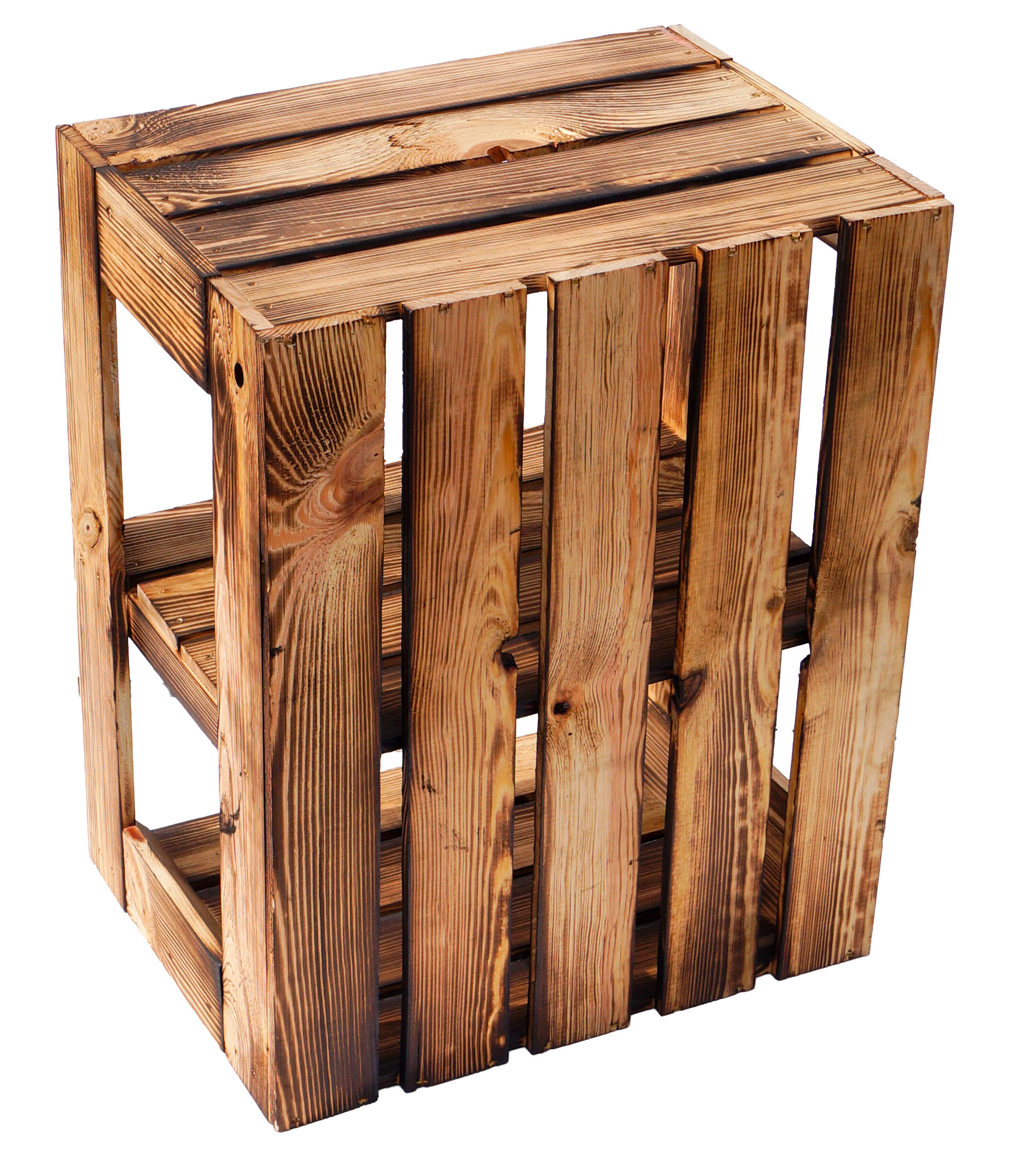 Coffret 3 pièces coffret étagère en bois Gerda flammé avec planche intermédiaire / médiane "Quer" (croix)