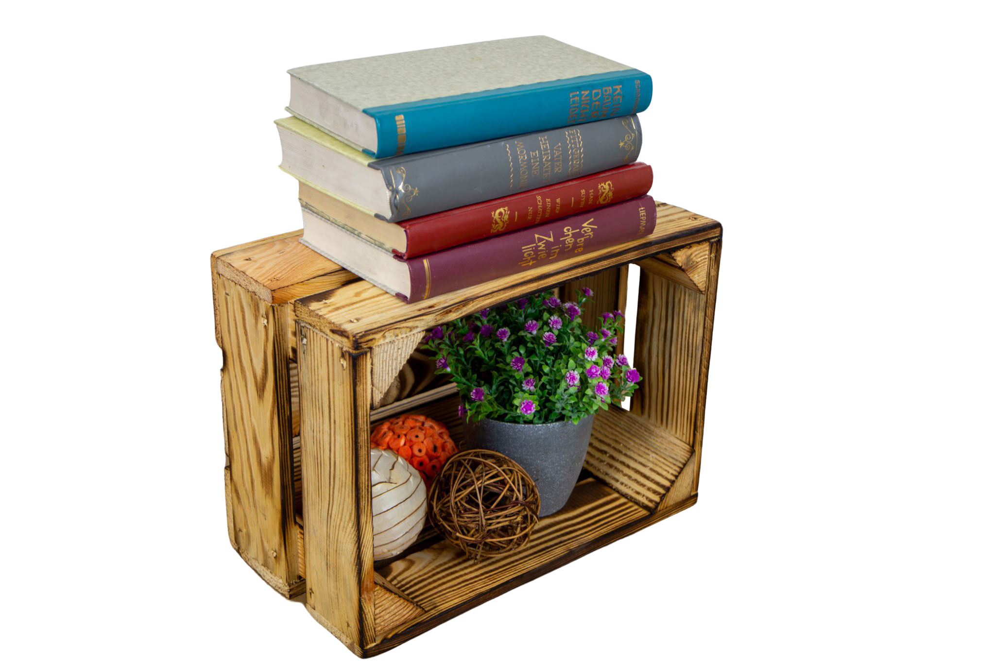 Kleine Holzkiste "Frieda" flambiert