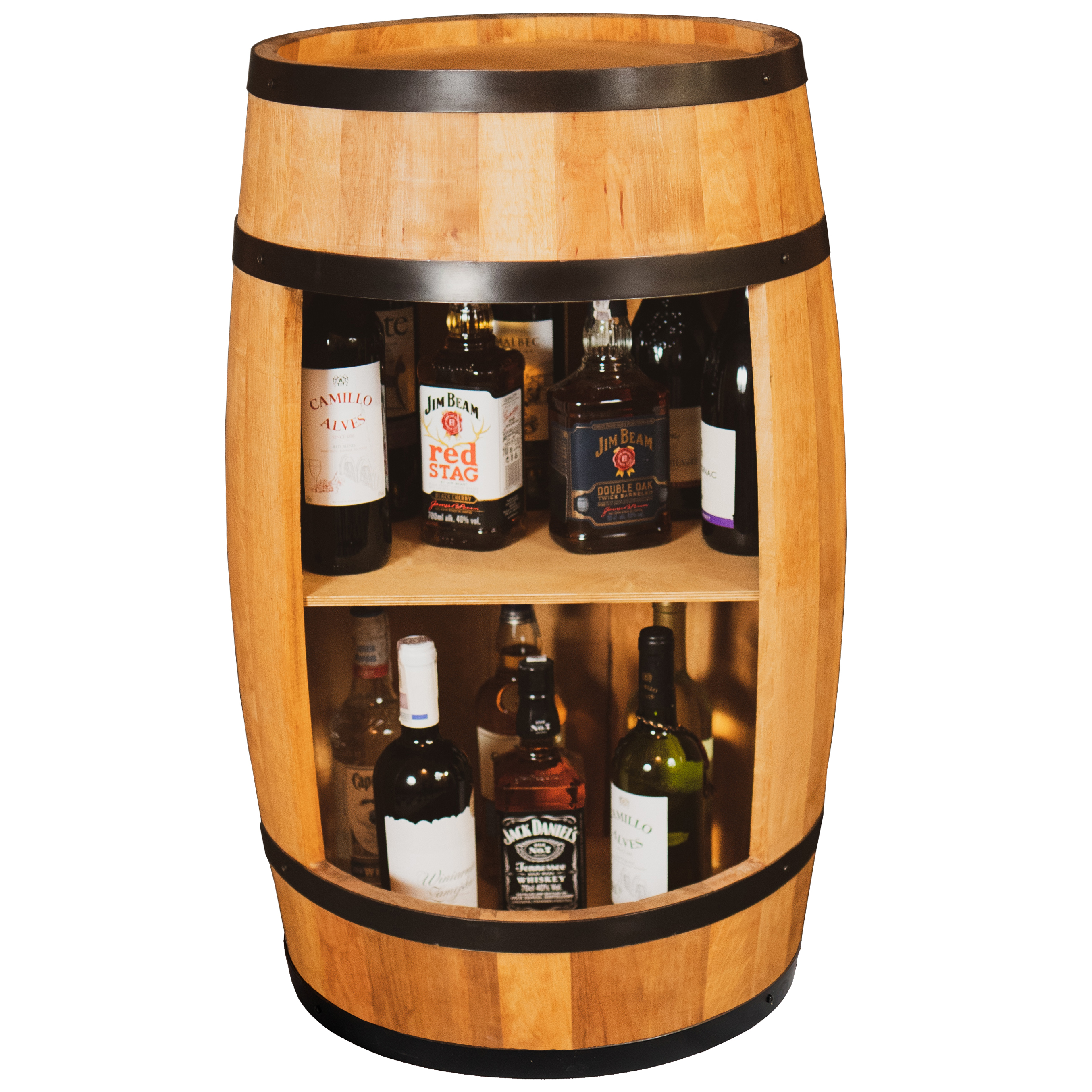 Holzfass in heller Eichenoptik Hausbar mit LED – Rustikale Minibar im Weinfass Design – Weinregal & Flaschenständer aus Holz – Vintage Fassbar für Wohnzimmer, Bar oder Partykeller – ca. 80 cm LED Einfarbig