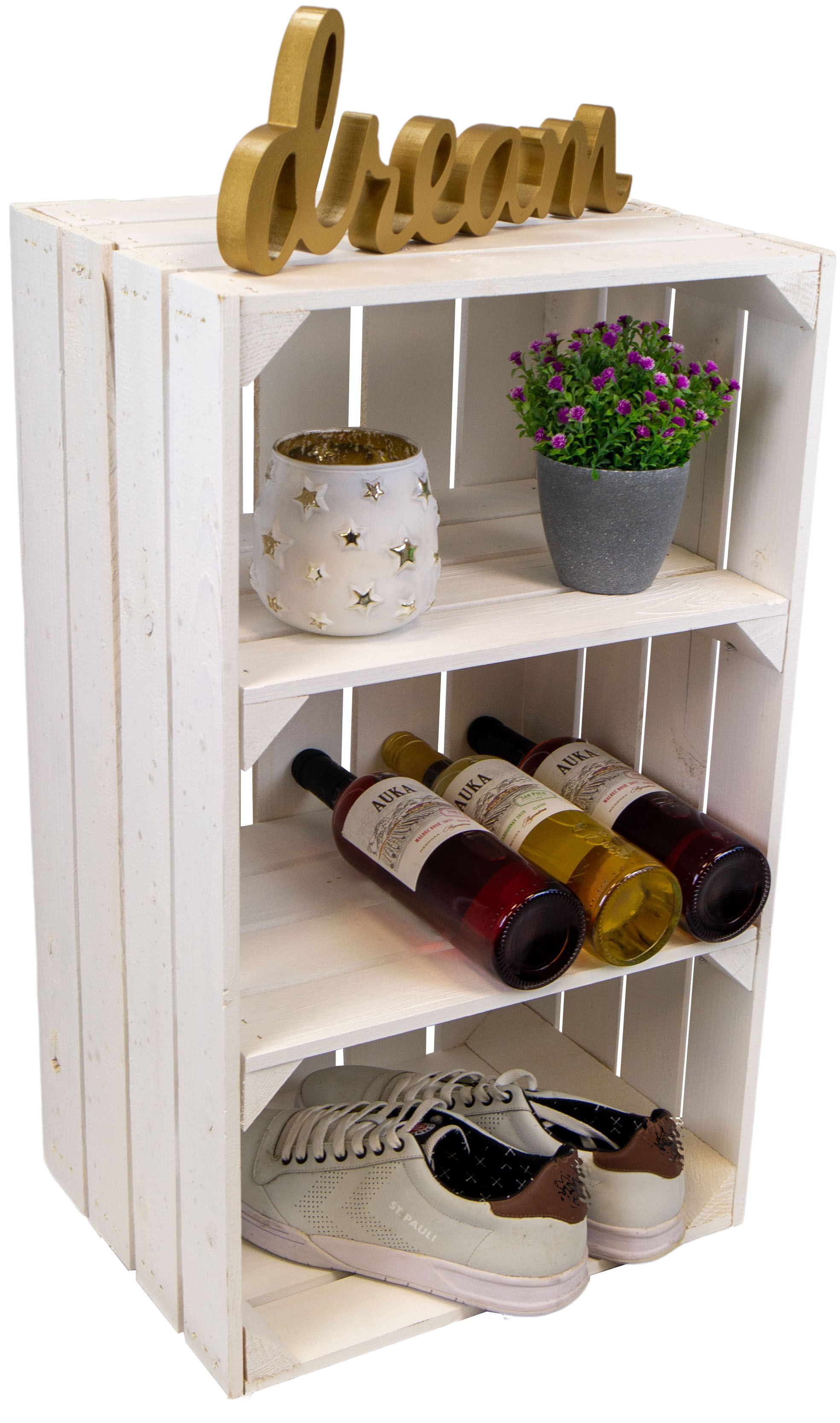 Standregal Willi weiß mit zwei Mittelbrettern Weiß