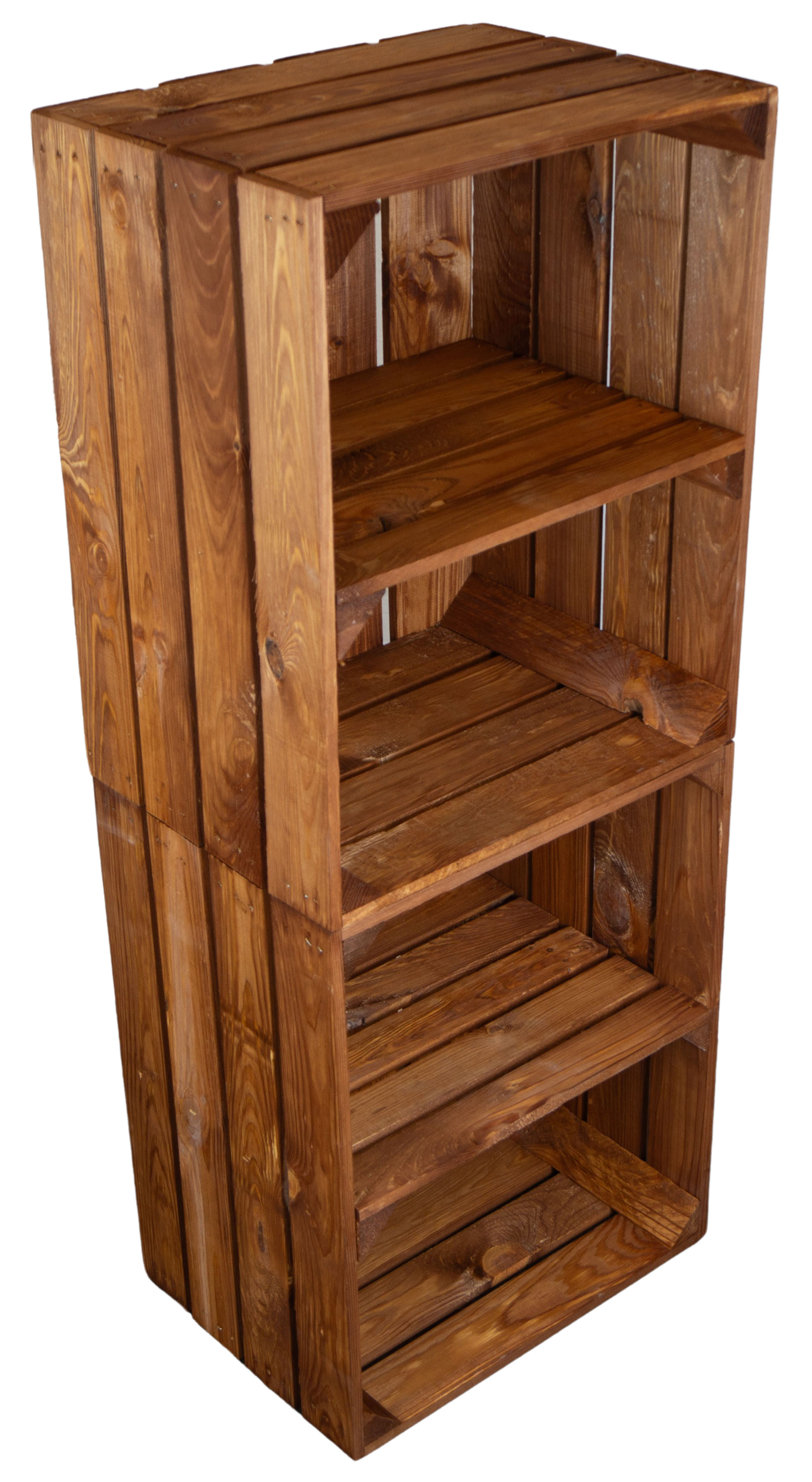 Kopie von Schuhregal "Johanna" mit Mittelbrett quer lasiert in ocker 50x40x30cm Holzkiste Weinkiste Apfelkiste Regalkiste