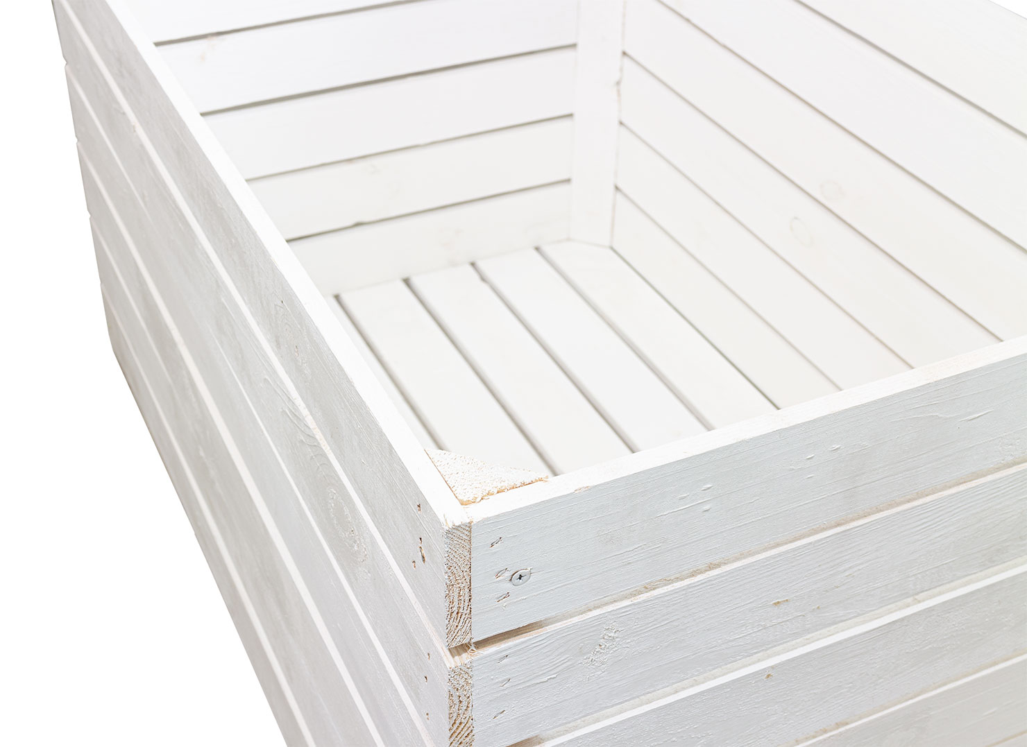 Grosse Holztruhe weiss mit Deckel  80x50x39cm