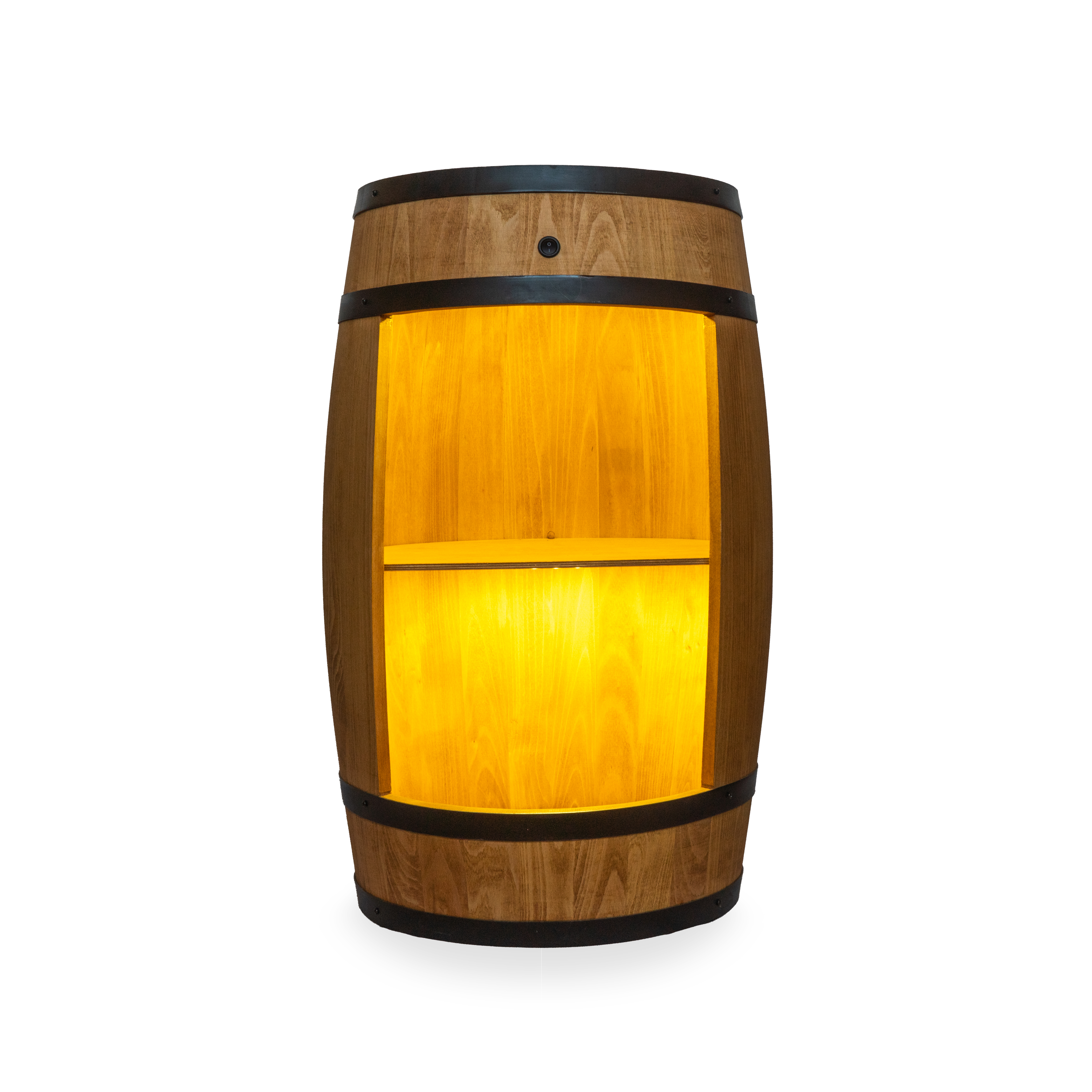 Holzfass in heller Eichenoptik Hausbar mit LED – Rustikale Minibar im Weinfass Design – Weinregal & Flaschenständer aus Holz – Vintage Fassbar für Wohnzimmer, Bar oder Partykeller – ca. 80 cm LED Einfarbig