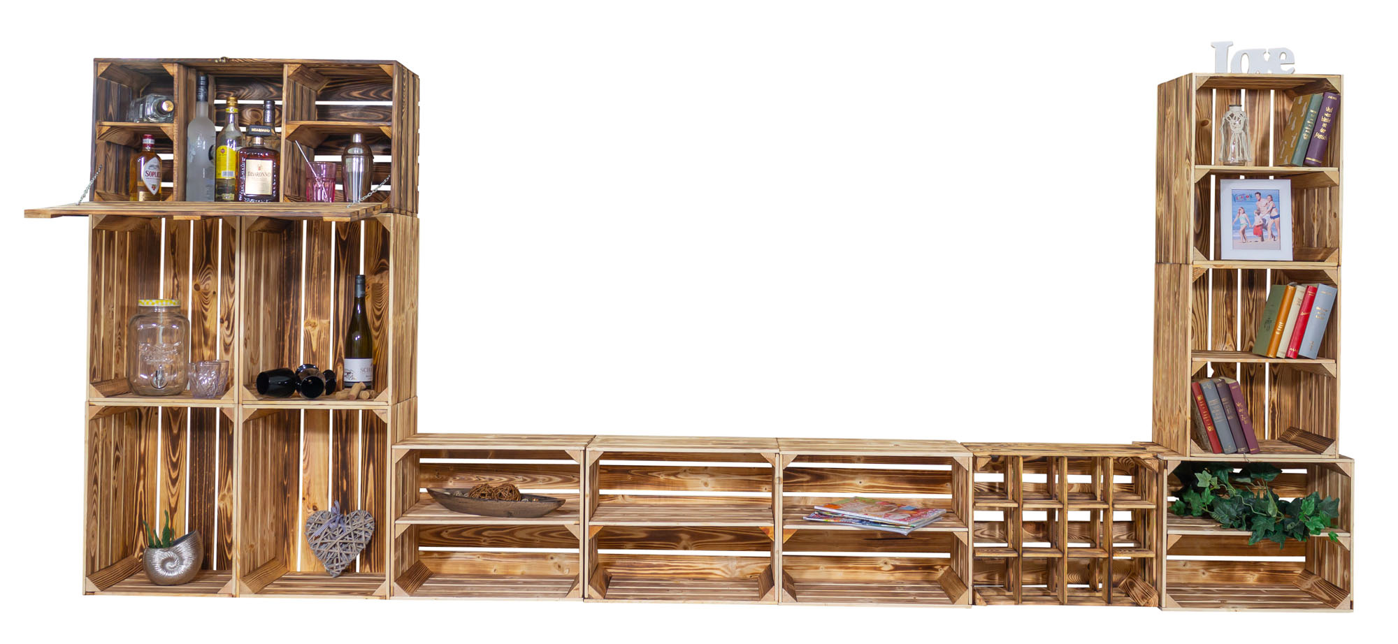 Tableau TV avec minibar "Sienna" avec étagère Meuble multimédia Mur d'armoires Meuble annexe Salon Ensemble mural