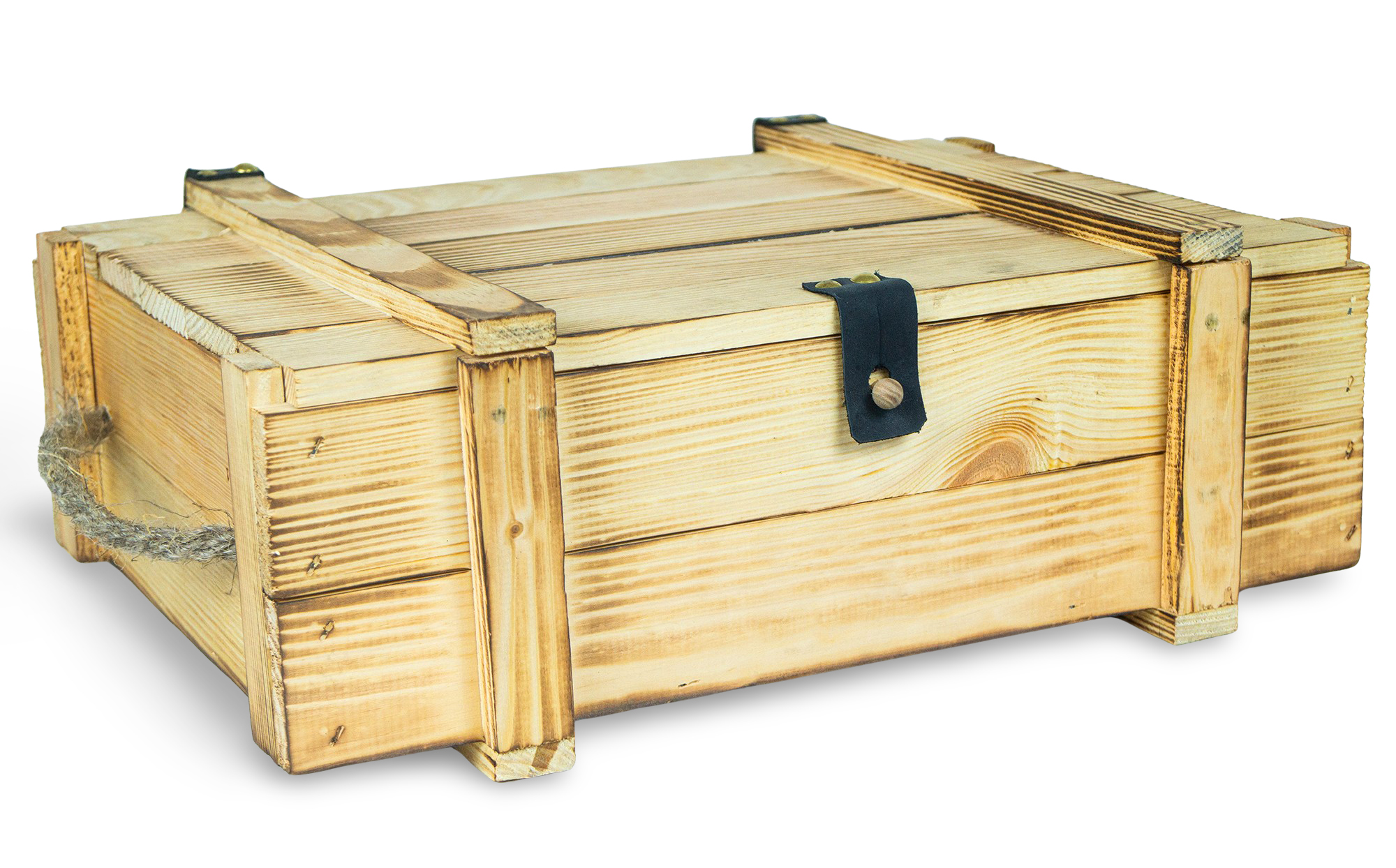 Caisse à Vin 3er Flammé Incl. Laine de Bois Weinbox Boîte à Cadeau