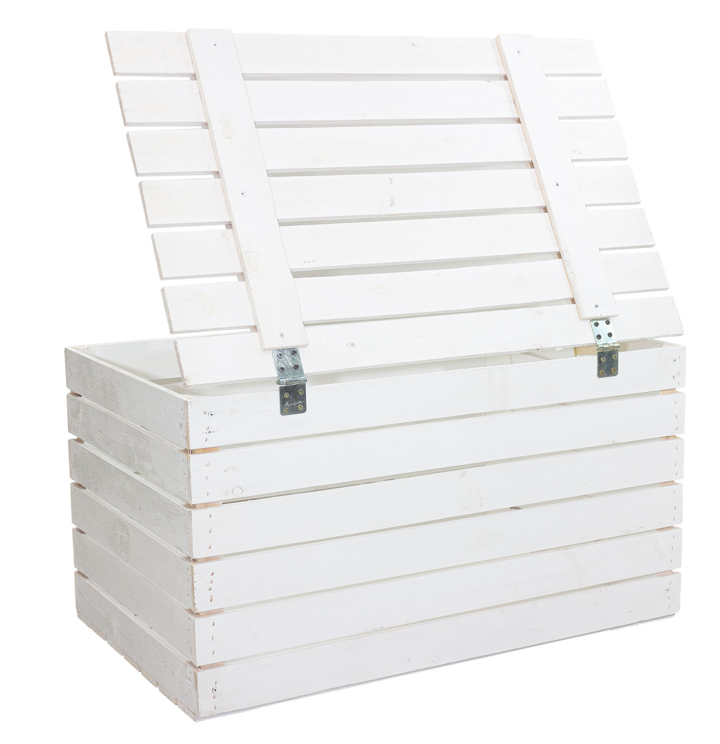 Grosse Holztruhe weiss mit Deckel  80x50x39cm