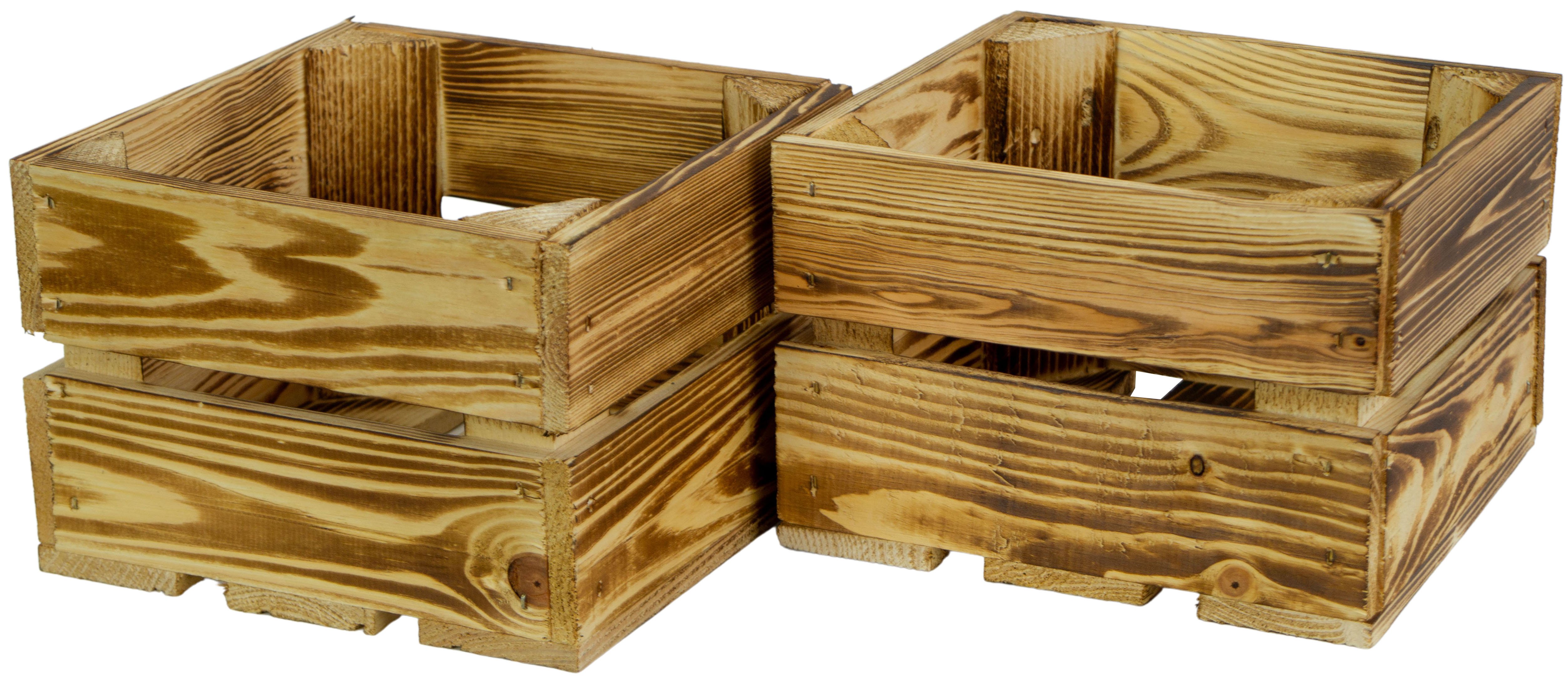 4er set  Kleine Holzkiste "Lotta" geflammt