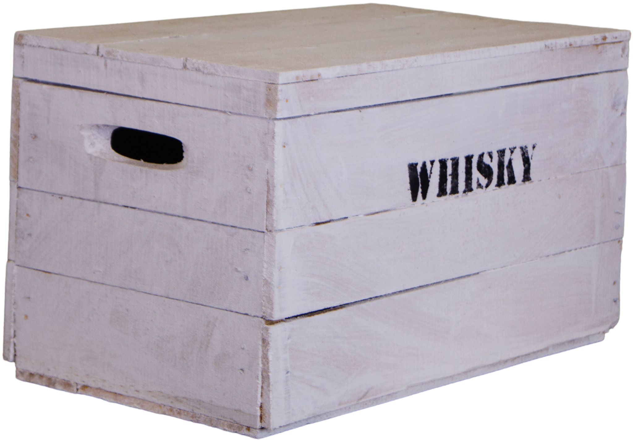 alte Holztruhe weiß Whisky mit Deckel in verschiedenen Grössen L