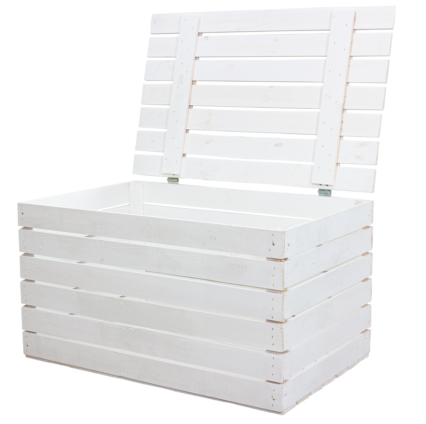 Grosse Holztruhe 80er weiss mit Deckel  80x50x39cm