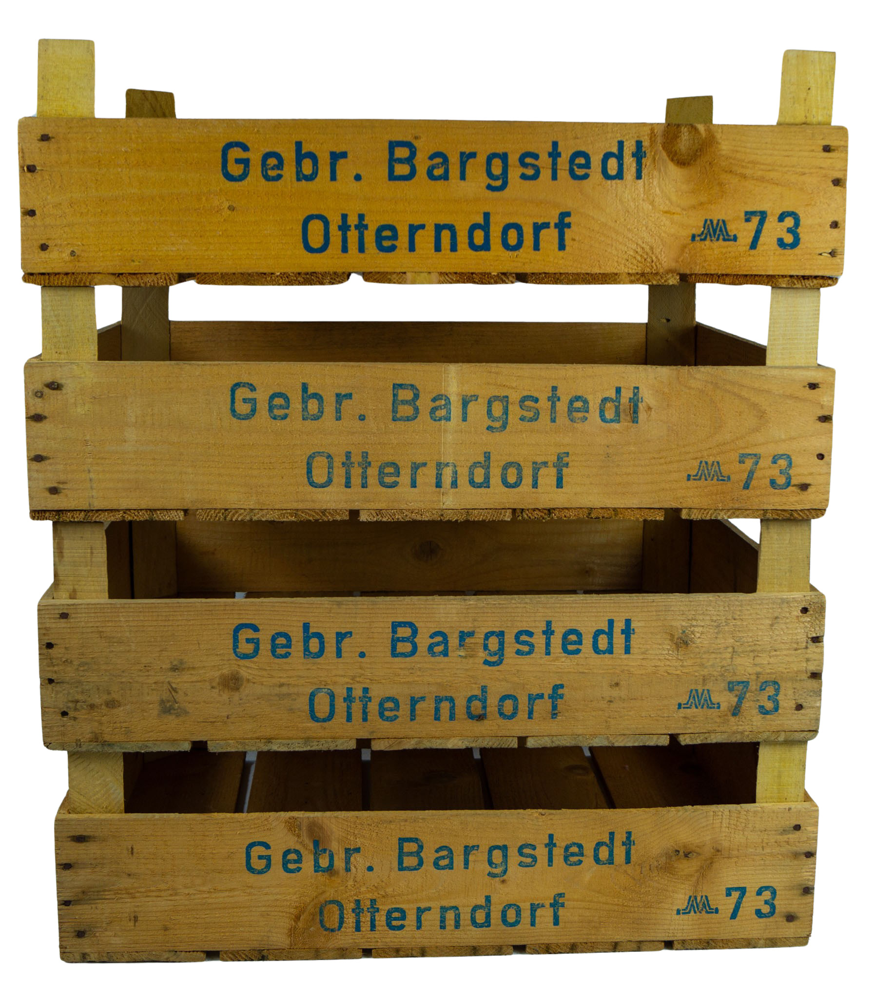 4er Set Helle Kirschsteige 54x42x16cm Holzsteige Holzkiste Vintage Obstschale