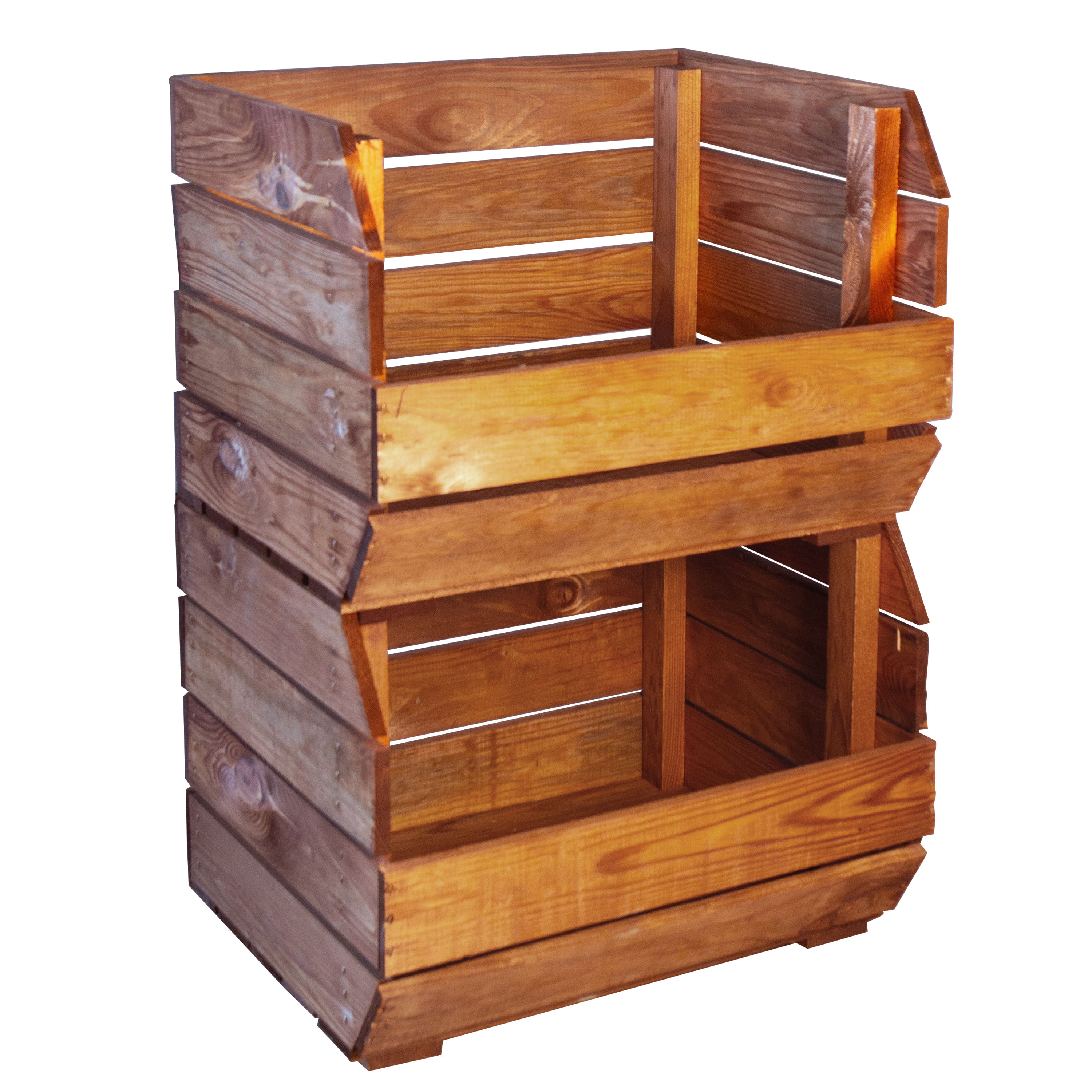 3er Set Küchenregal Olaf 40x33x30 cm in Ocker  Gemüsekiste Obsthorde Gemüsekorb Obstschale Holzkiste Obstkiste