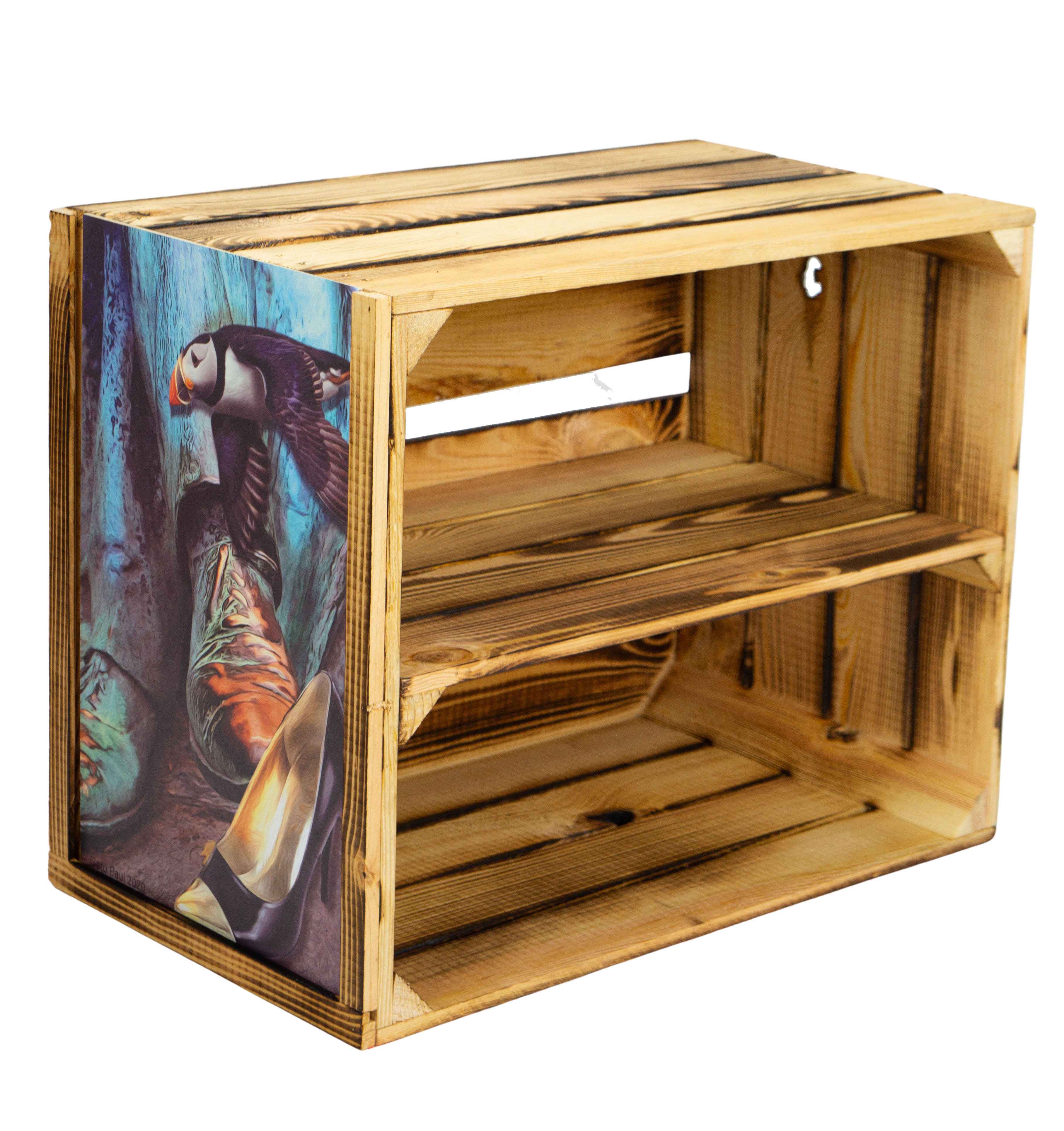 Obstkistenregal Johanna geflammt längs inkl. Bild Bronzefuss