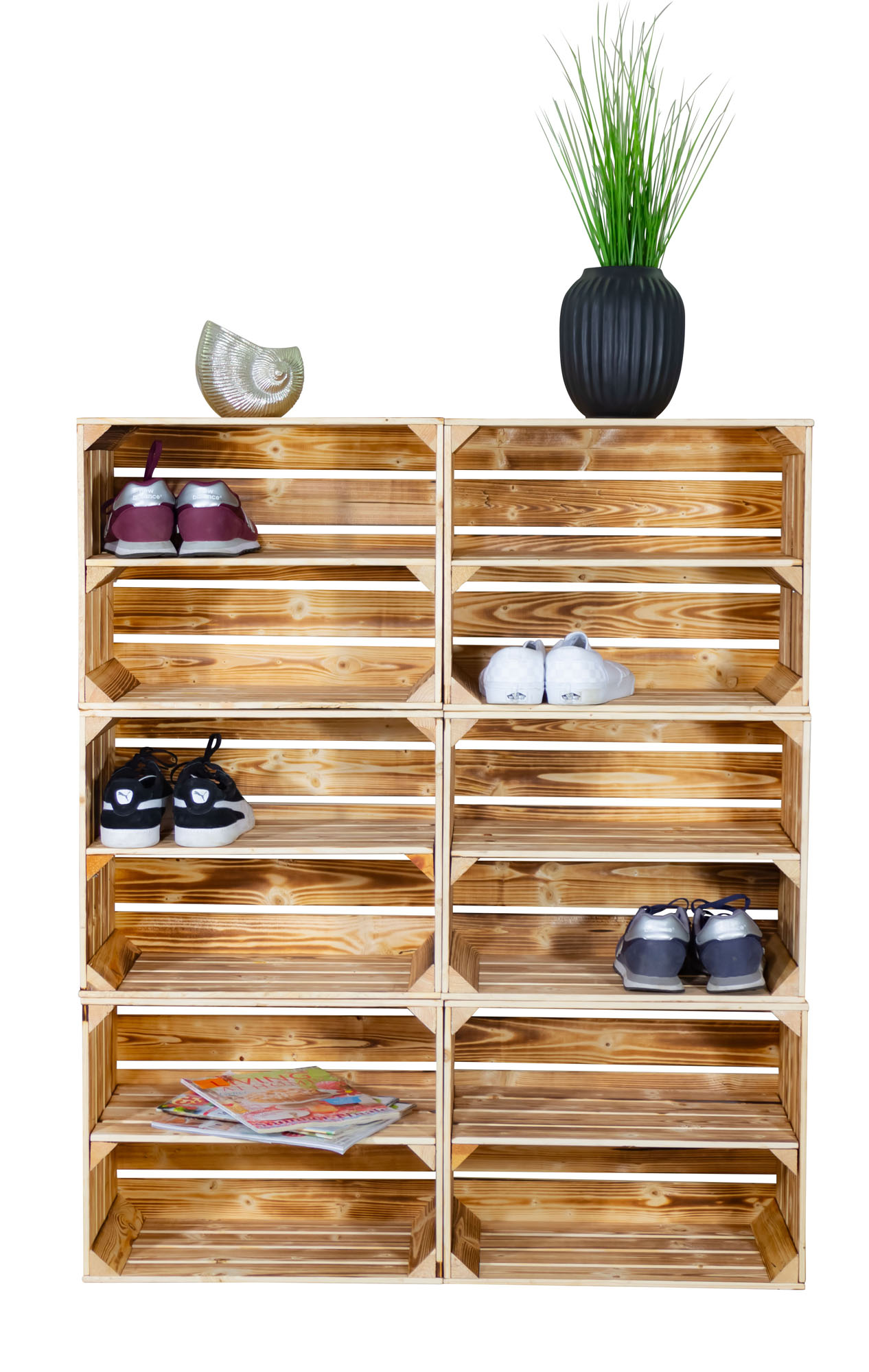 Étagère à chaussures avec 12 niveaux Armoire à chaussures, rangement de chaussures, organisateur de chaussures, pour jusqu'à 24 paires de chaussures, pour le salon, l'entrée (Flammé)