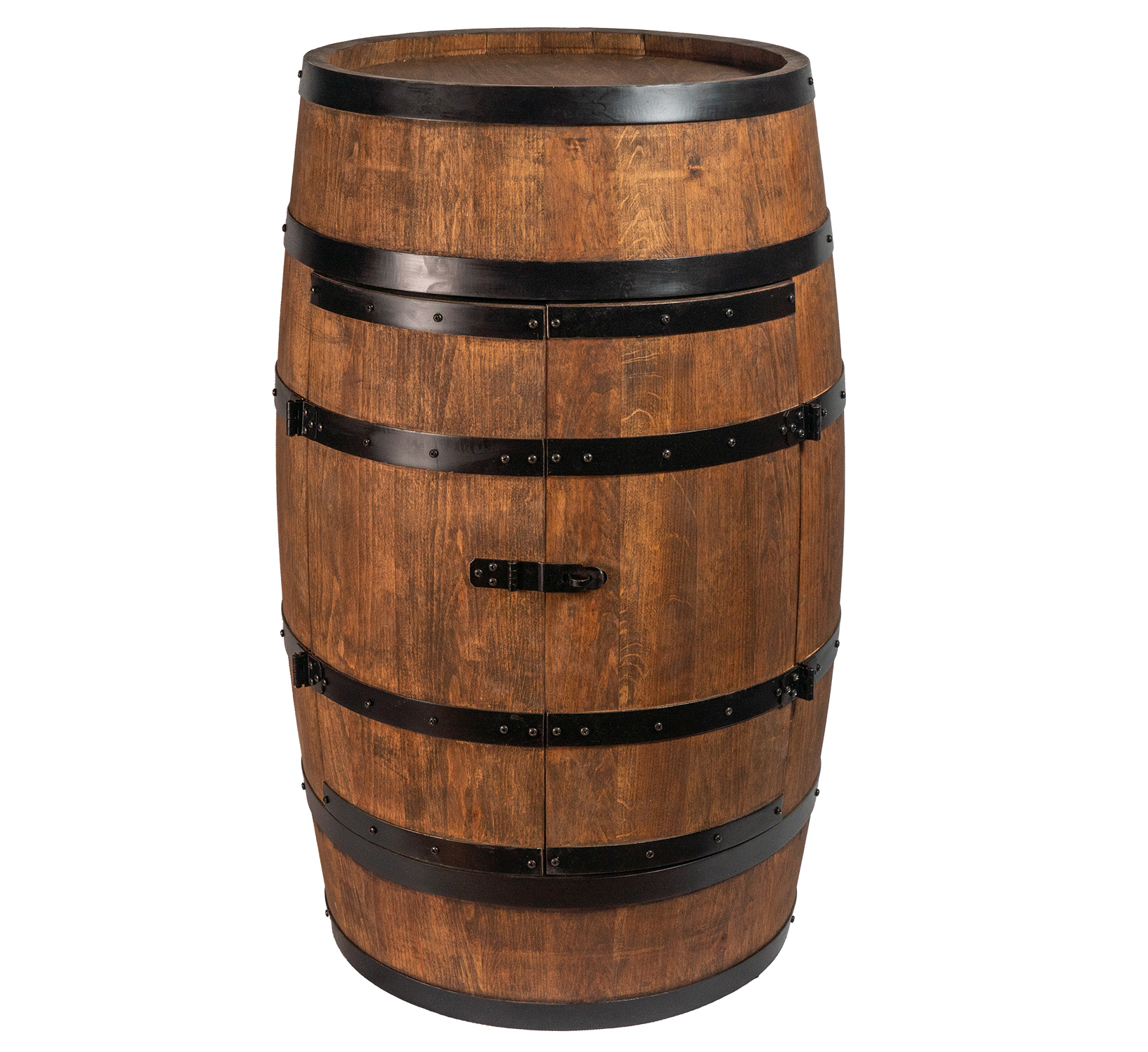 Holzfass mit Türen in Farbton Wenge Hausbar mit LED  – Weinregal & Flaschenständer, Bar oder Partykeller – ca. 80 cm Ohne LED