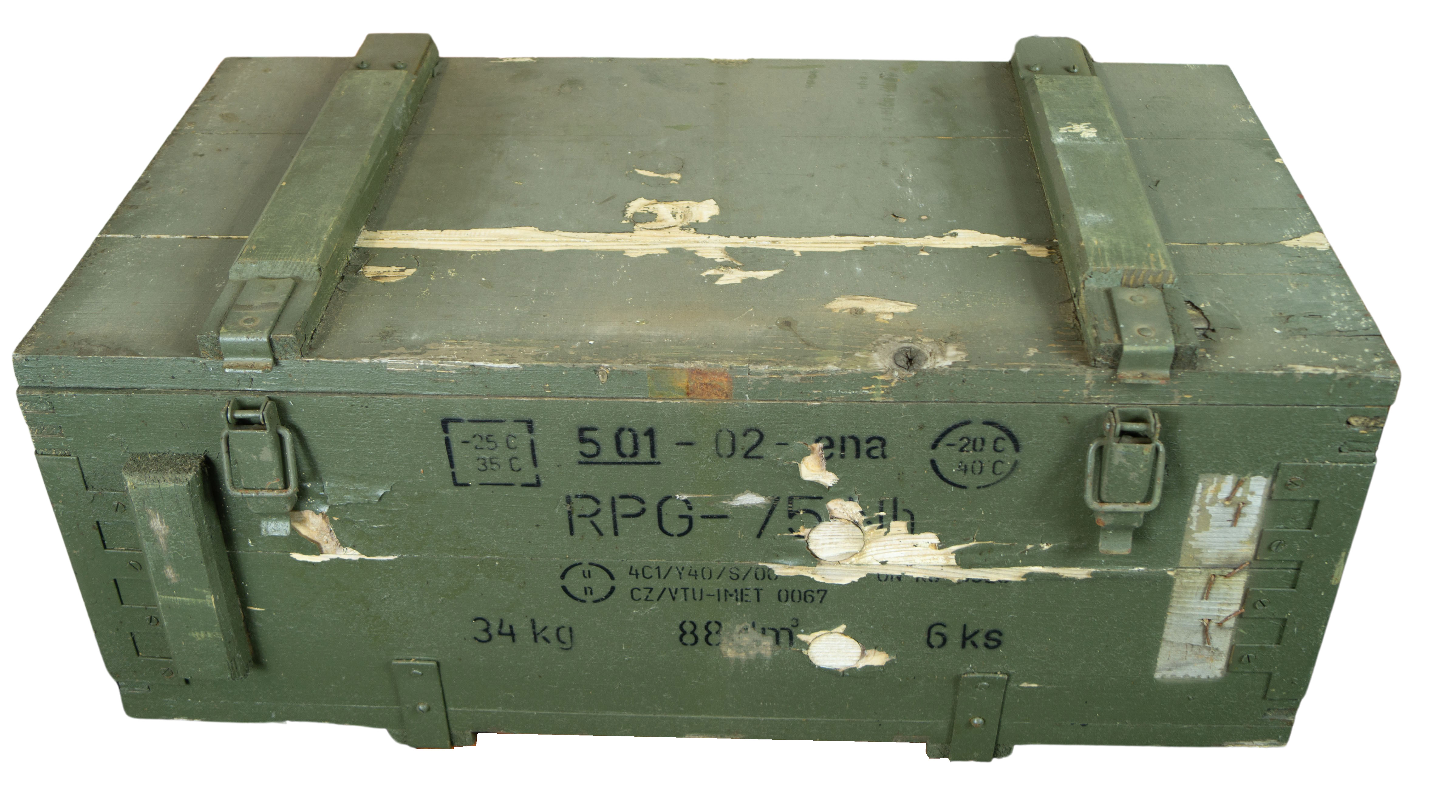 Munitionskiste 2te Wahl RPG-75 Frachtkiste Couchtisch Militärtruhe