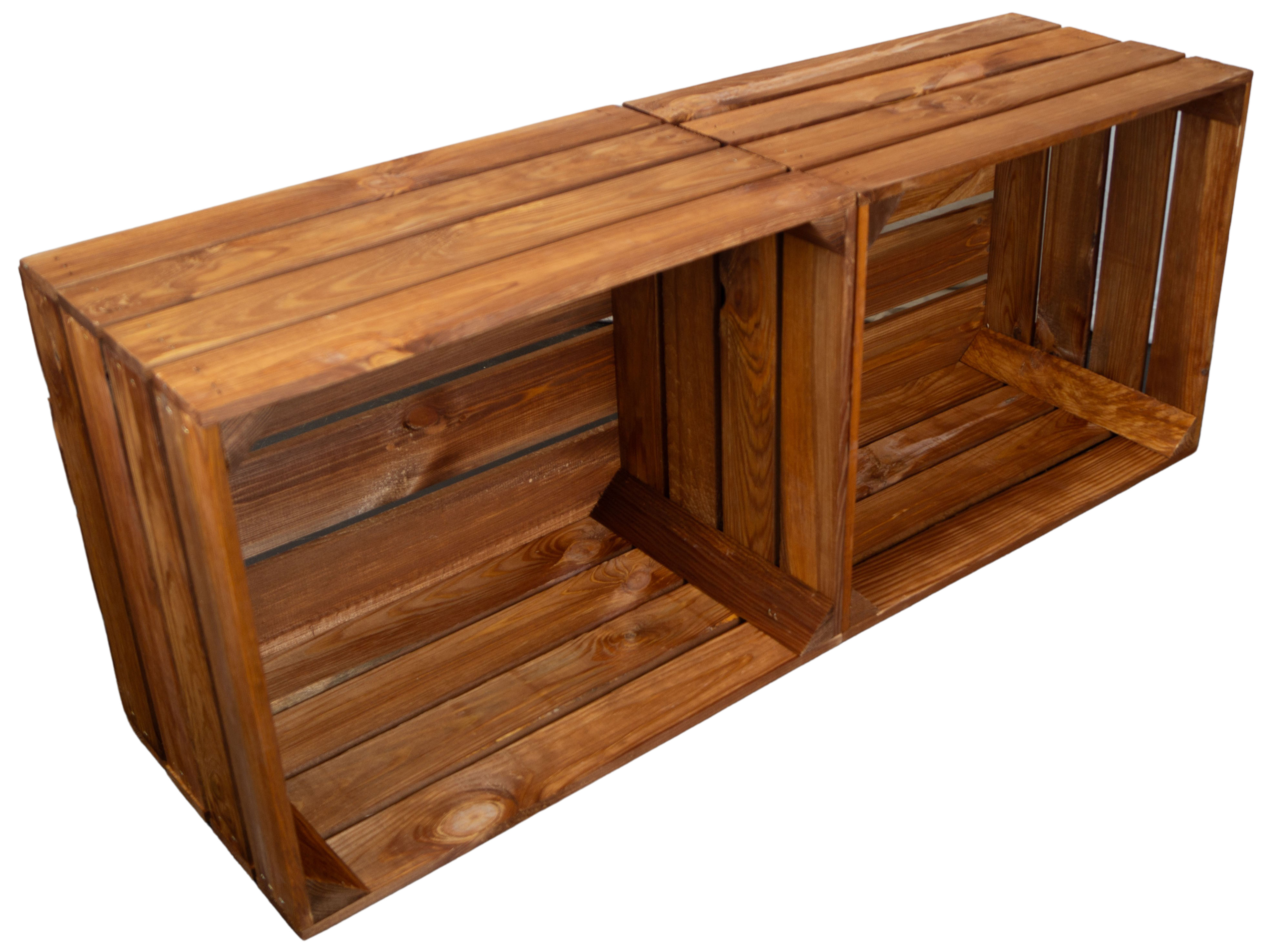 2er Set Holzkiste "Johanna" lasiert in ocker 50x40x30cm Obstkiste Weinkiste Apfelkiste Regalkiste