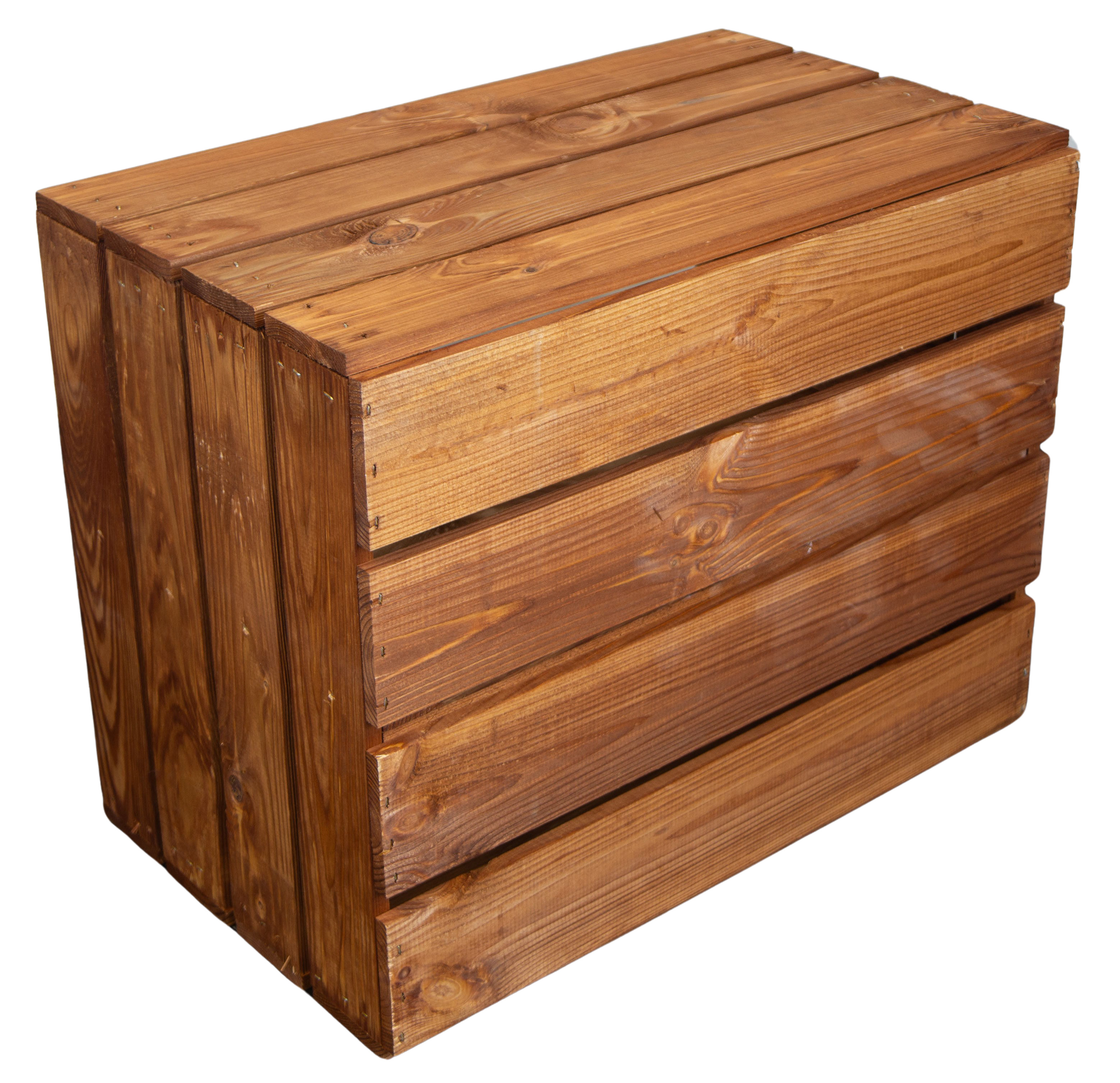 2er Set Holzkiste "Johanna" mit Mittelbrett längs lasiert in ocker 50x40x30cm Schuhregal Holzkiste Weinkiste Apfelkiste Regalkiste