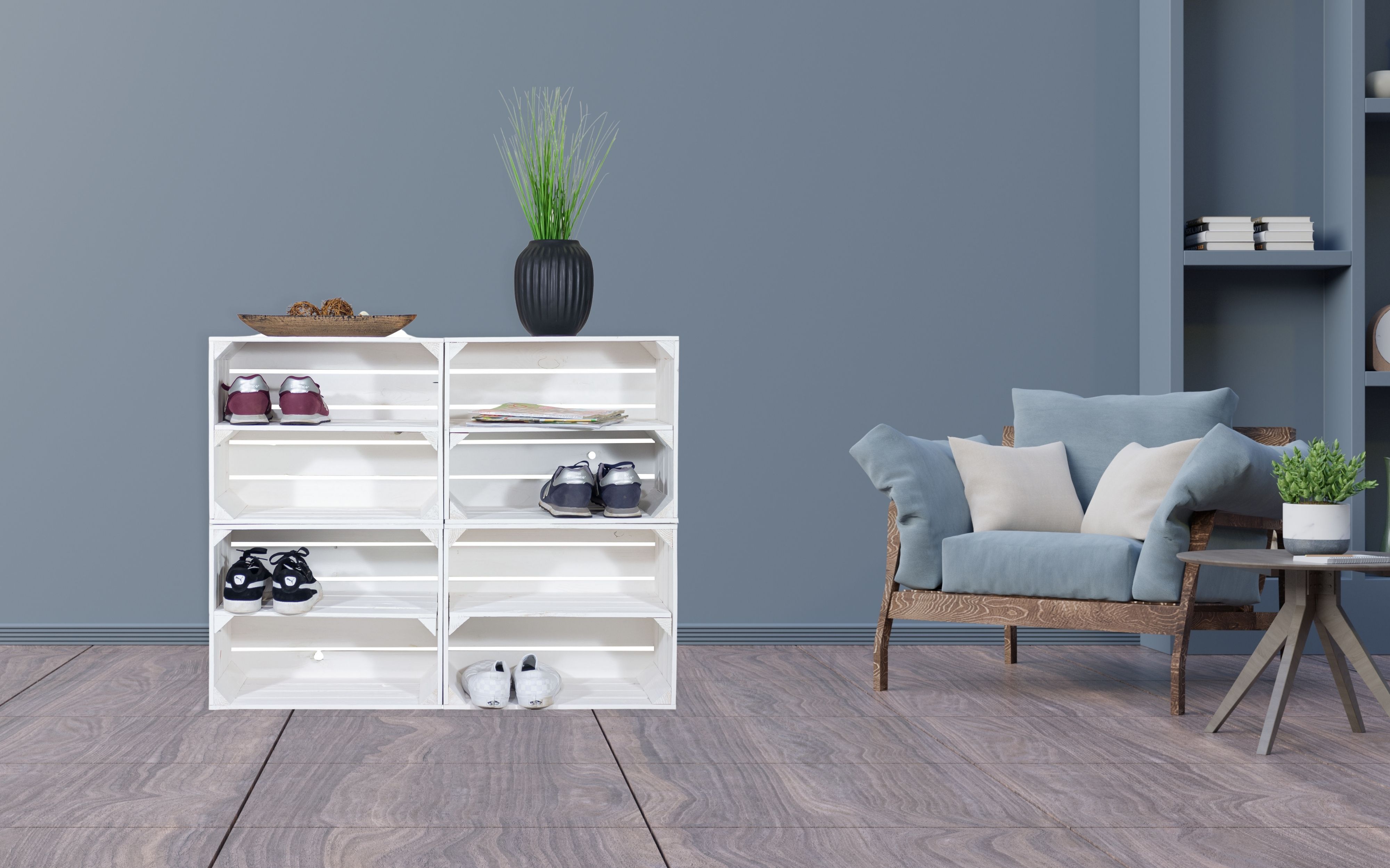 Schuhregal mit 8 Ebenen Schuhschrank, Schuhaufbewahrung, Schuhorganizer, für bis zu 16 Paar Schuhe, für Wohnzimmer, Flur (Weiß)