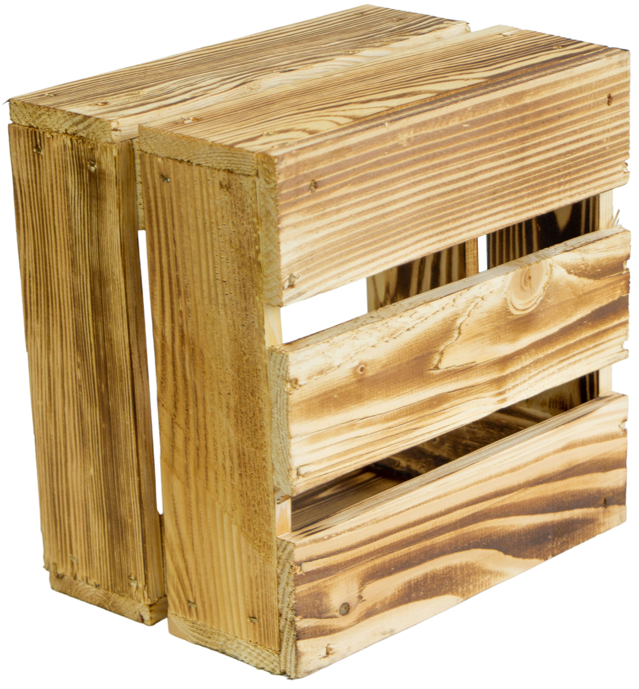 4er set  Kleine Holzkiste "Lotta" geflammt