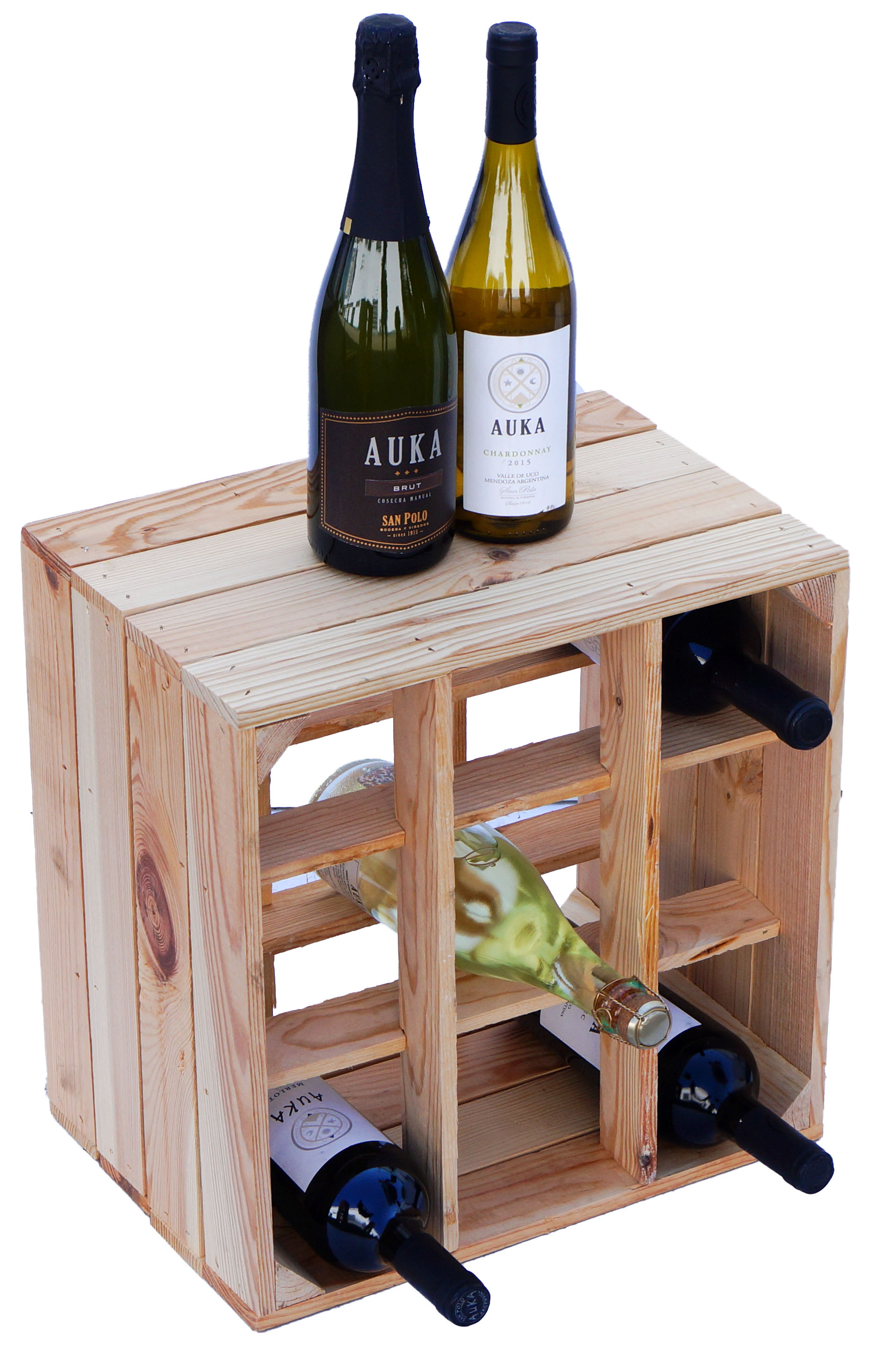 4er set Weinregal 9er Natur Weinablage Flaschenregal Weinschrank Flaschenkiste (auch für große Flaschen)