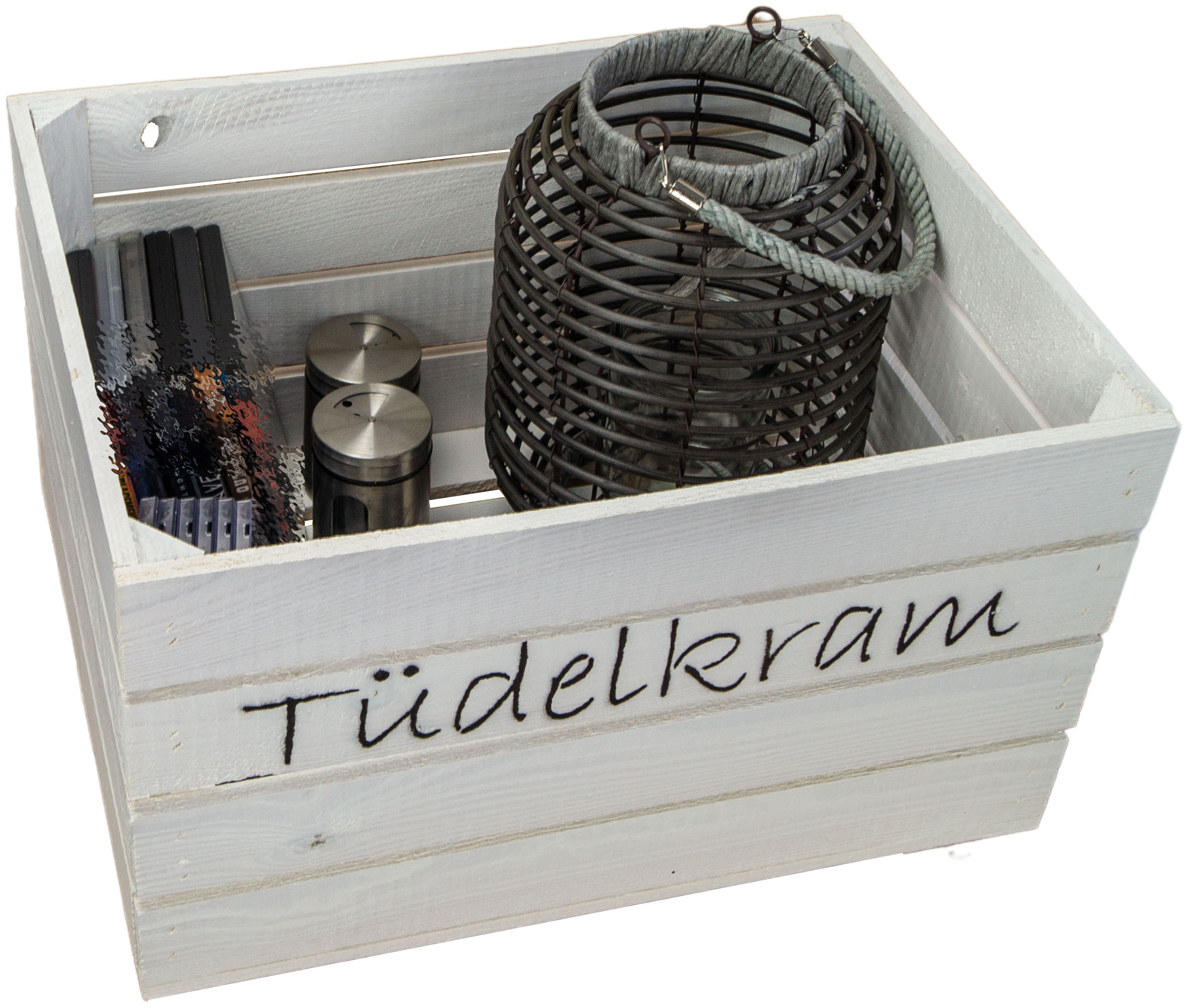 Holzkiste Johanna weiss "Tüdelkram"