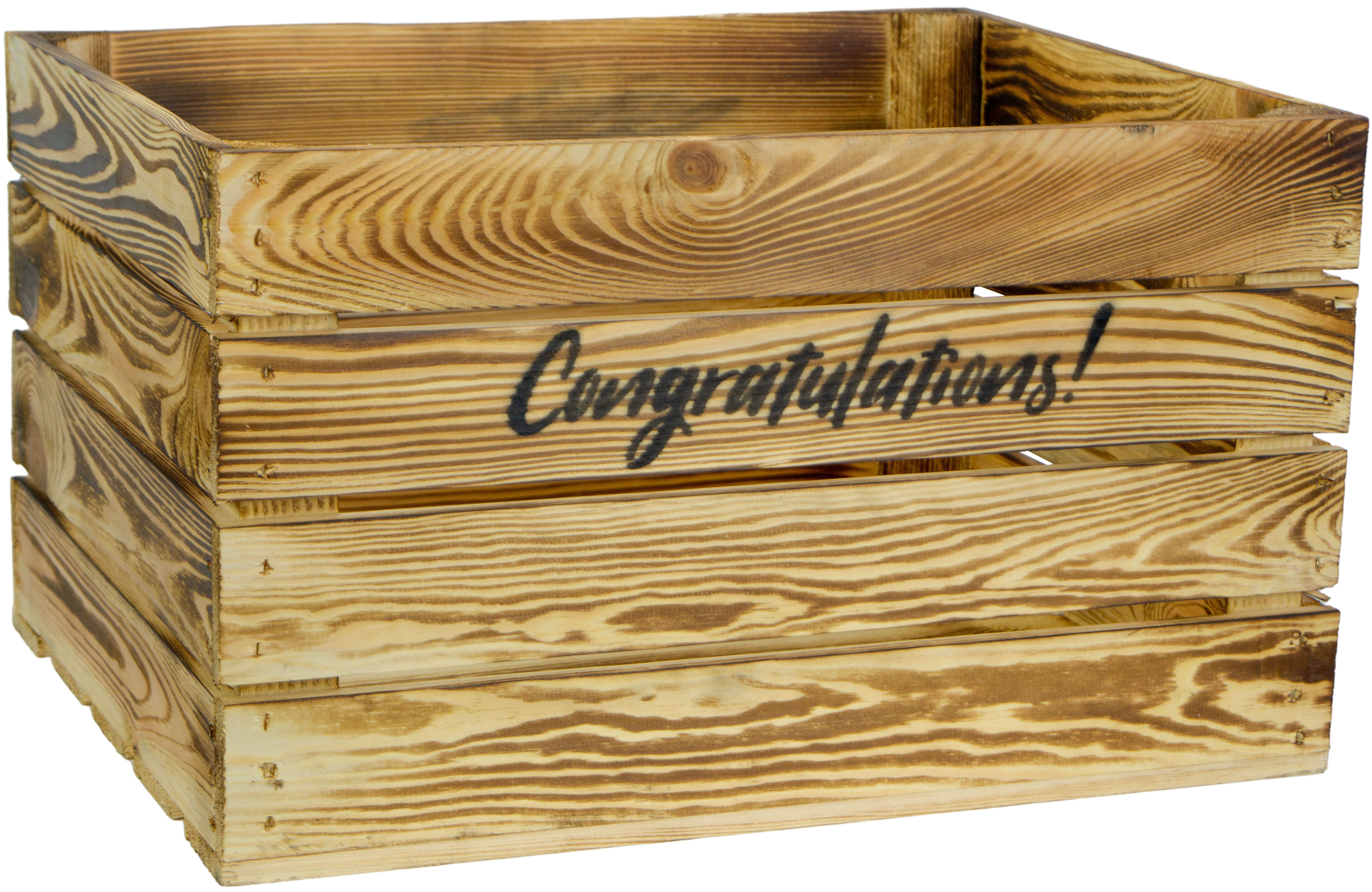 Holzkiste Johanna geflammt "Congratulations"
