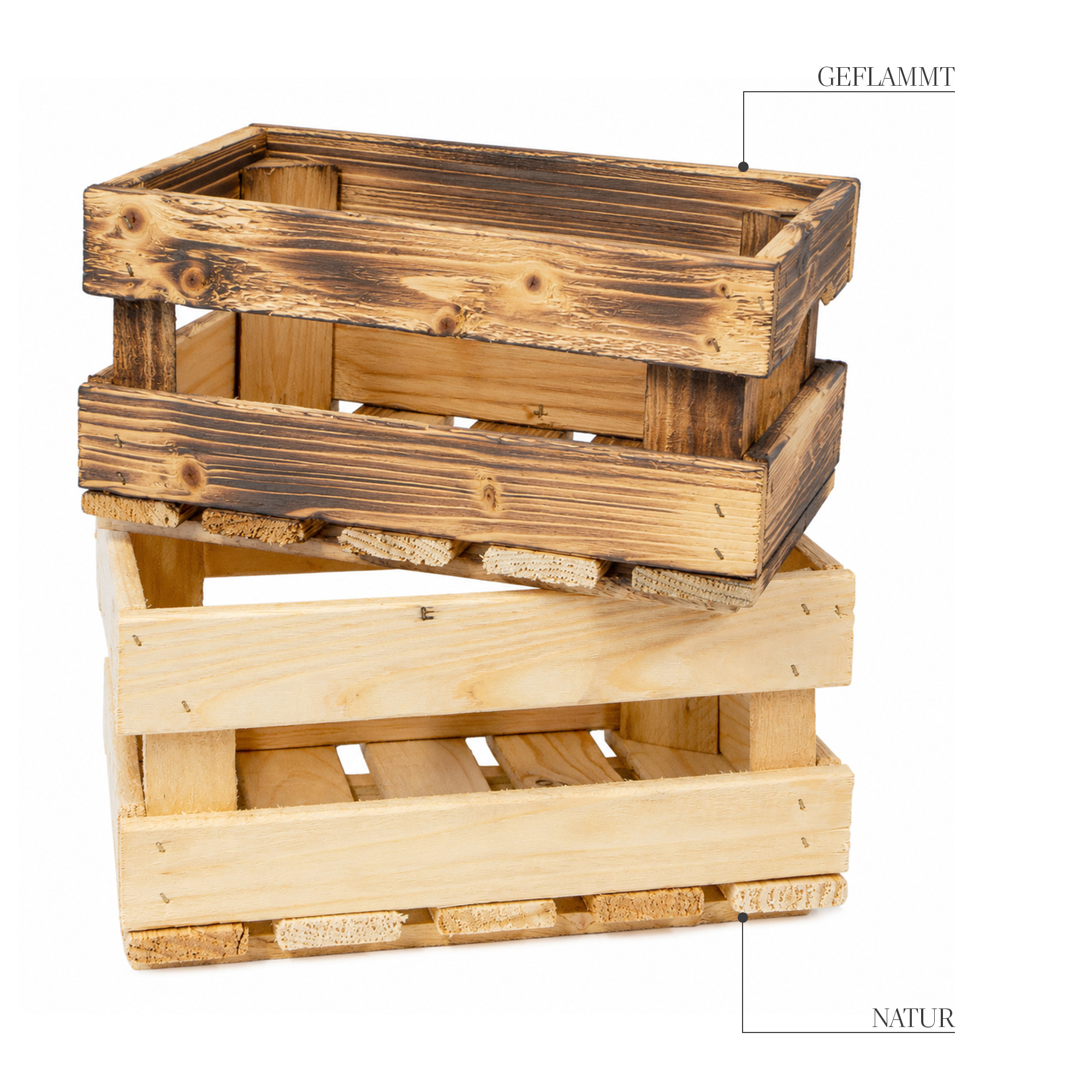 Holzkiste HENNE – Dekorative Aufbewahrungskiste aus Holz in Natur oder geflammt | 30 x 20 x 15 cm Natur