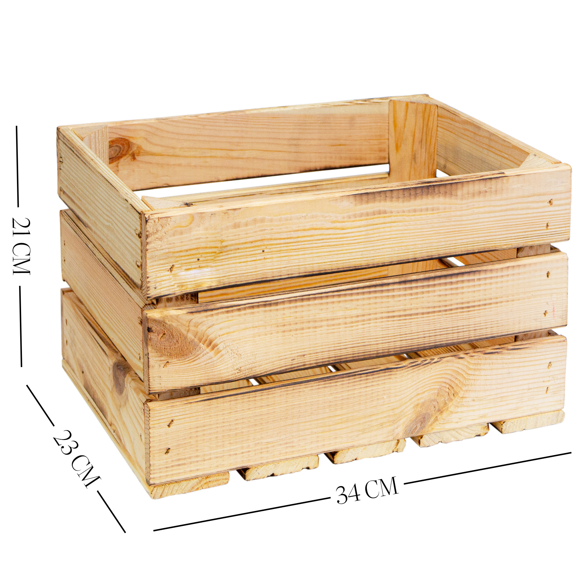 Holzkiste mit Griff  "BF klein 34x23x21cm" Neu & geflammt