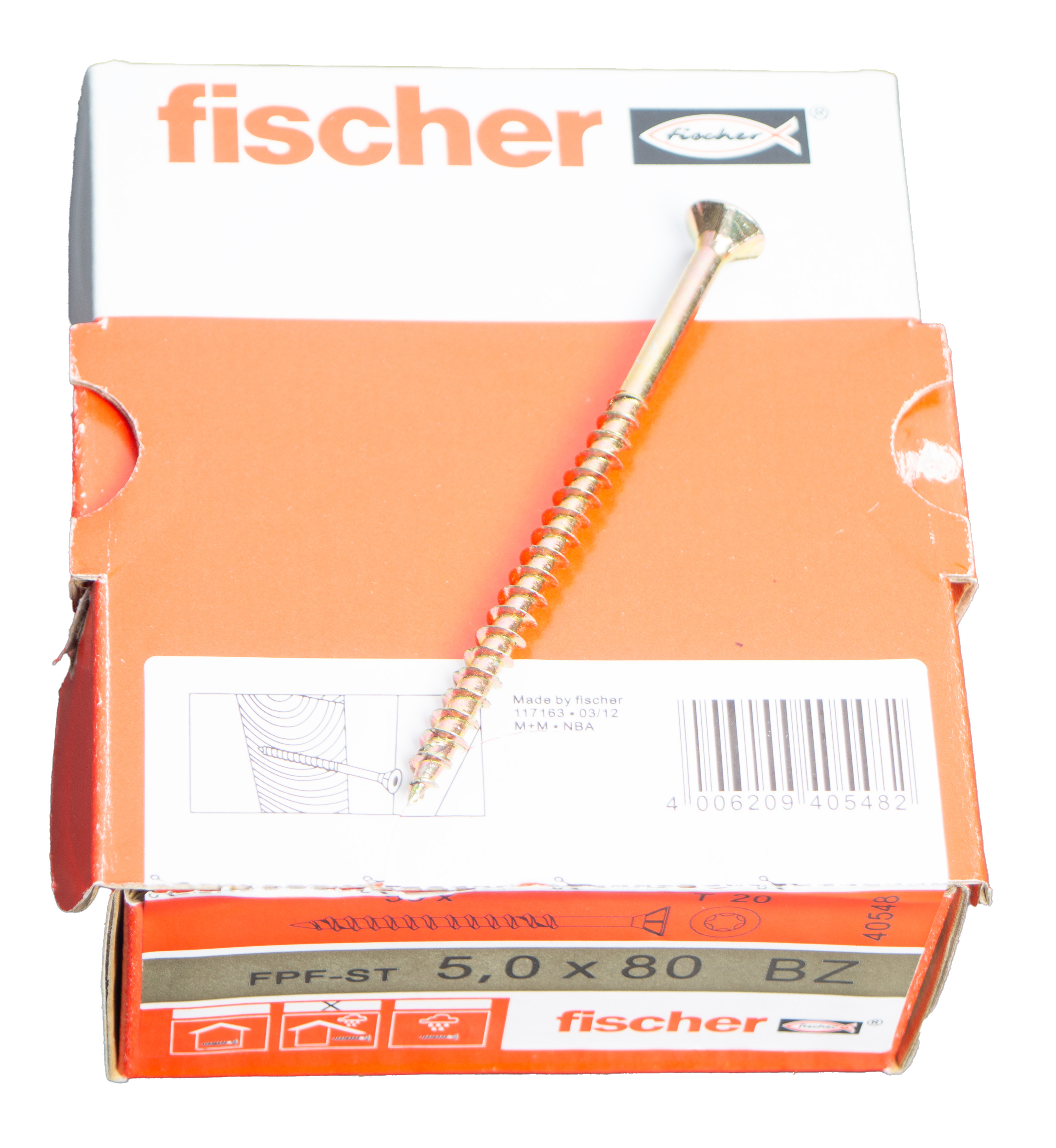 50 Stück Fischer Schrauben 5,0x80 BZ Holzschraube Spanplattenschraube Universal