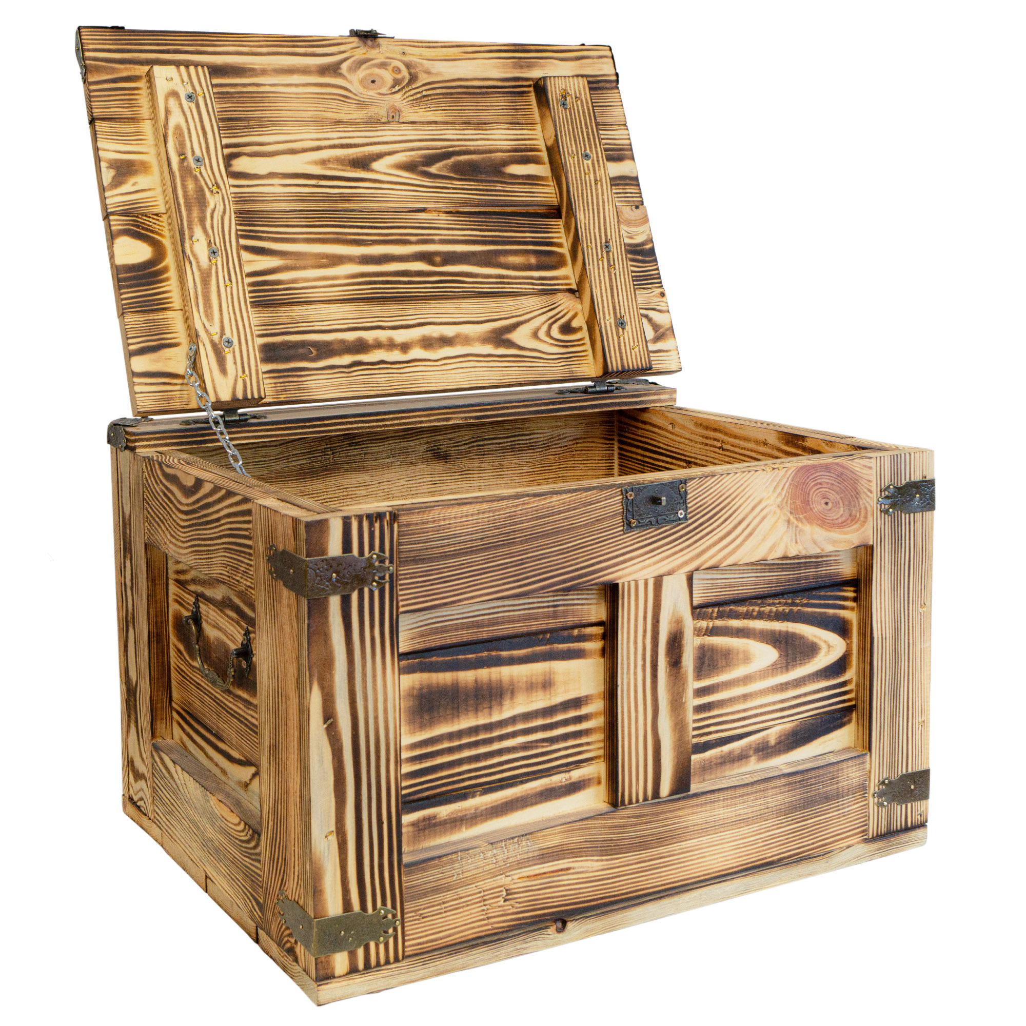 geflammte Holztruhe Barbossa 48x36x31cm