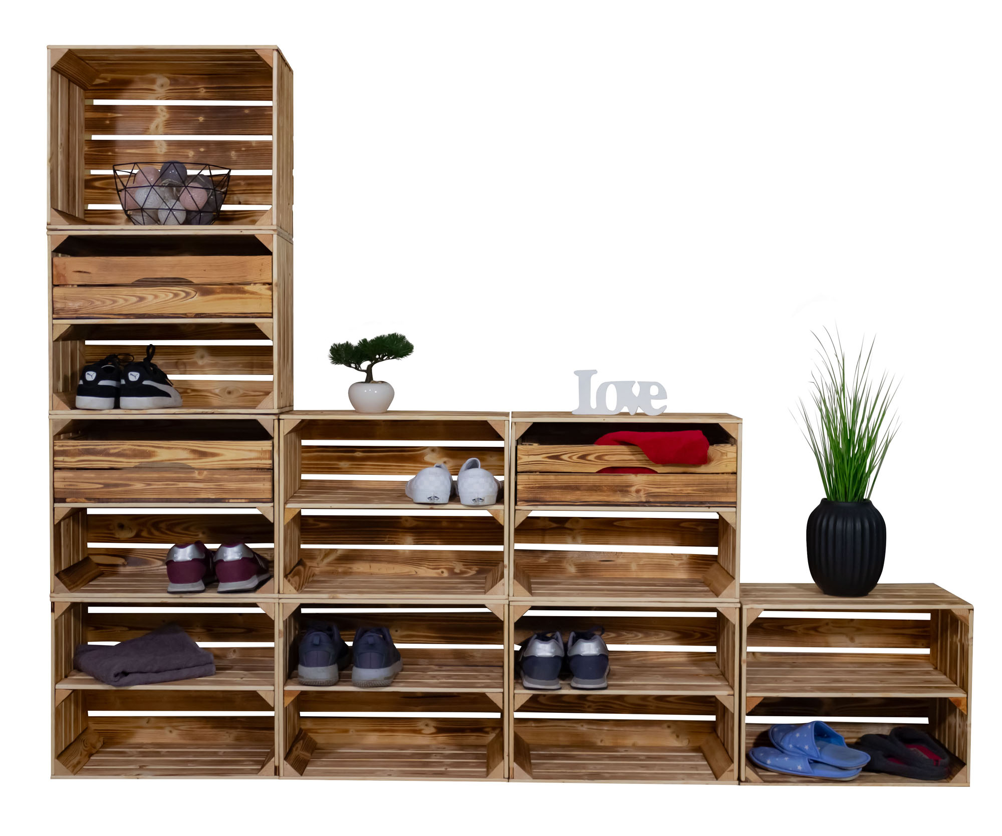 Étagère à chaussures avec 17 niveaux Armoire à chaussures, rangement de chaussures, organisateur de chaussures, pour jusqu'à 34 paires de chaussures, pour le salon, l'entrée (Flammé)