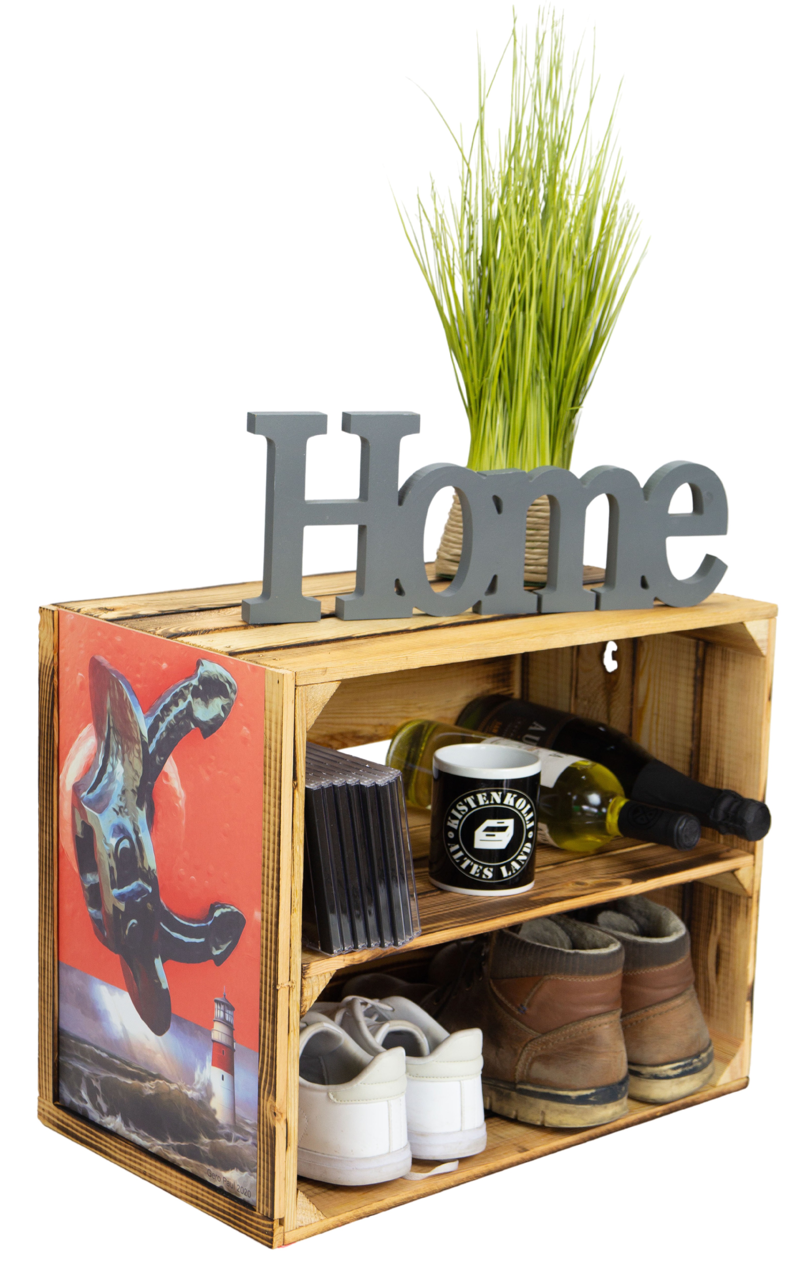 Obstkistenregal Johanna geflammt längs inkl. Bild Der Sturm kommt