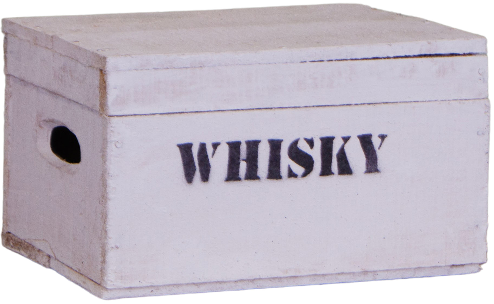 alte Holztruhe weiß Whisky mit Deckel in verschiedenen Grössen xs