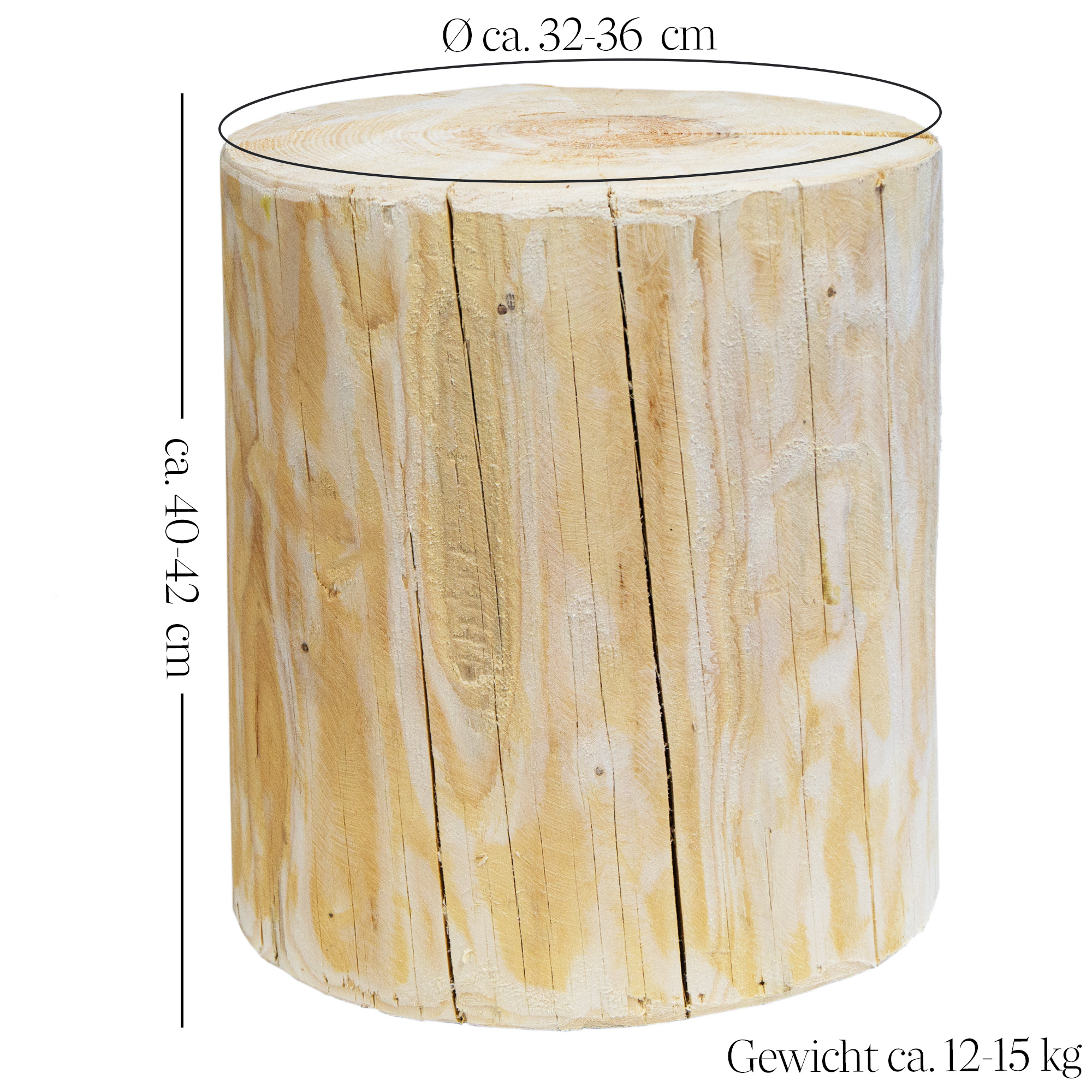 grosser Holzstamm Sitzhocker gehobelt Höhe ca 40-42cm Durchmesser ca 32-36cm