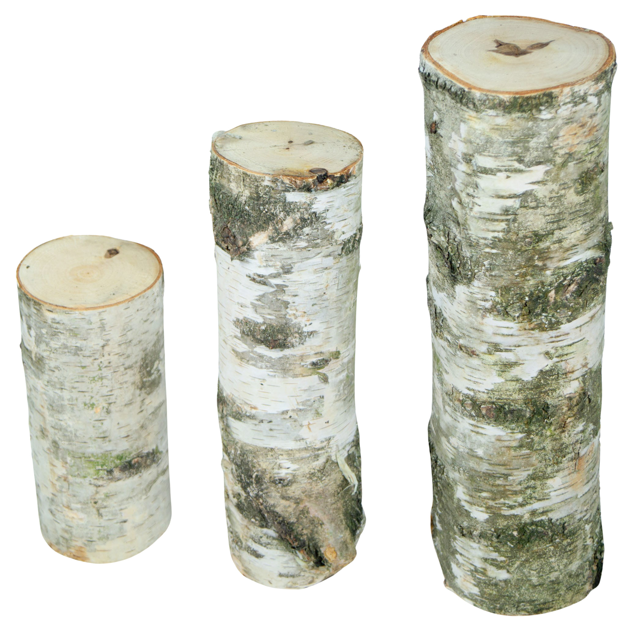 3er Set Deko-Holzstämme aus Tannenholz rustikale Vintage-Deko
