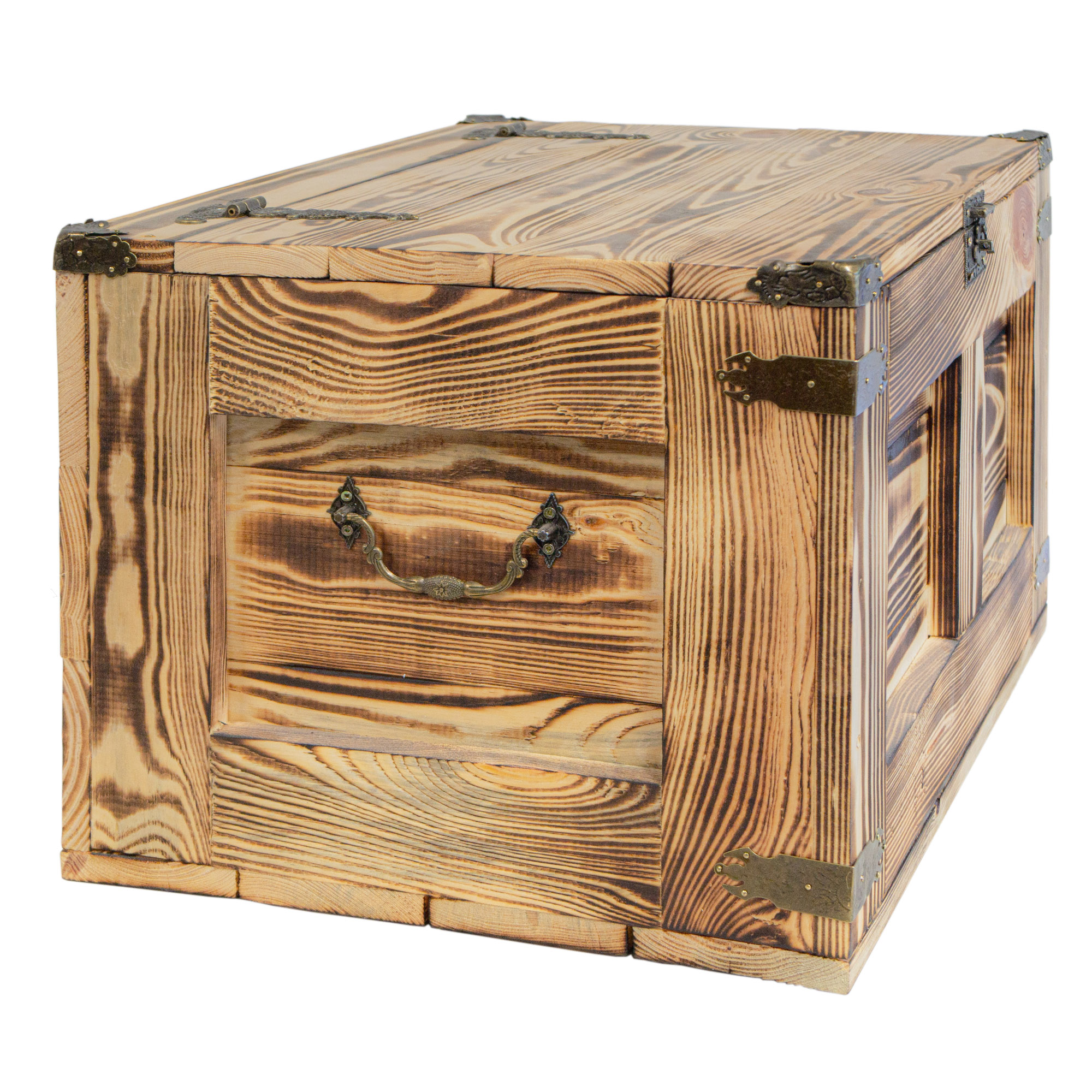 geflammte Holztruhe Barbossa 48x36x31cm