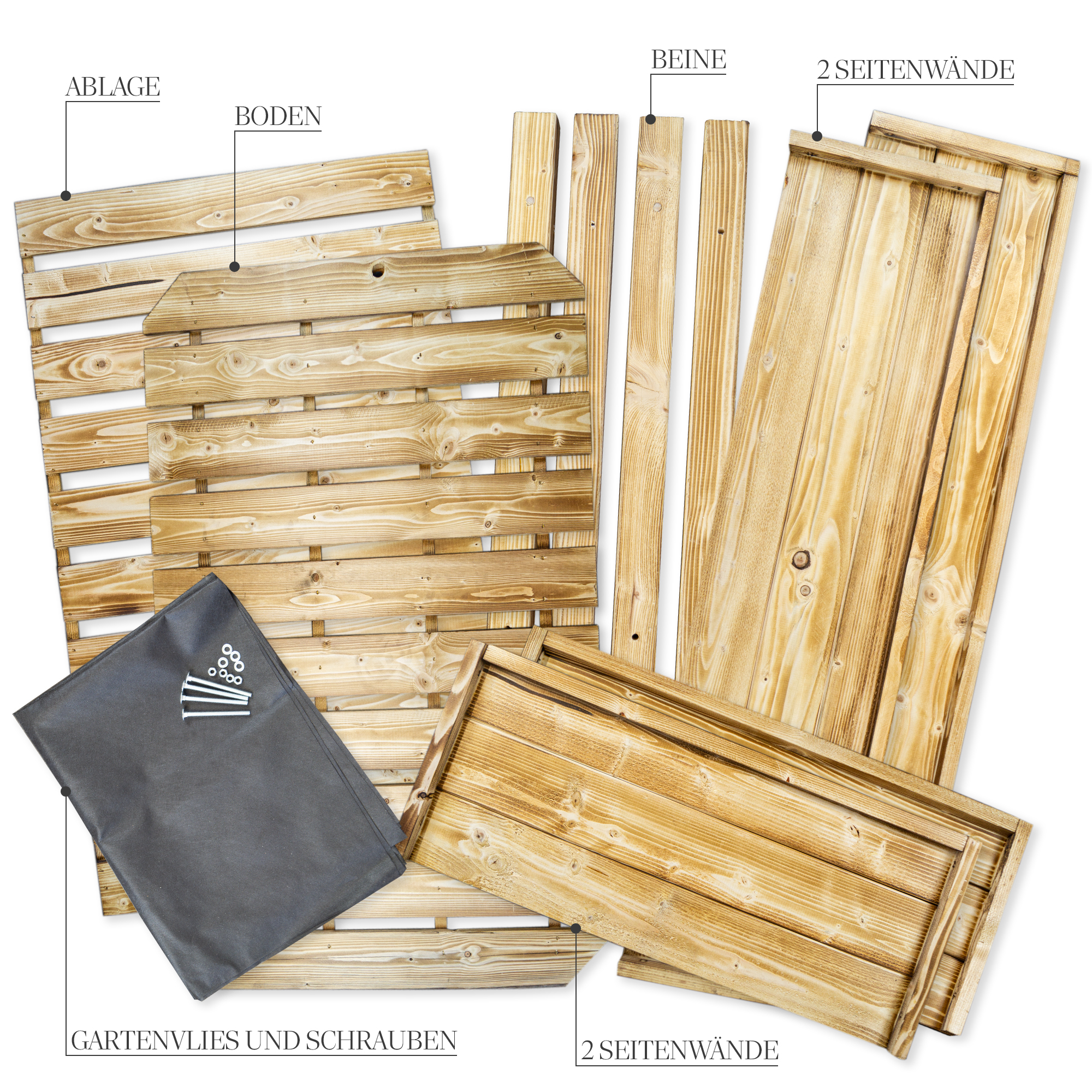 Hochbeet XL 118x79x78cm Geflammt