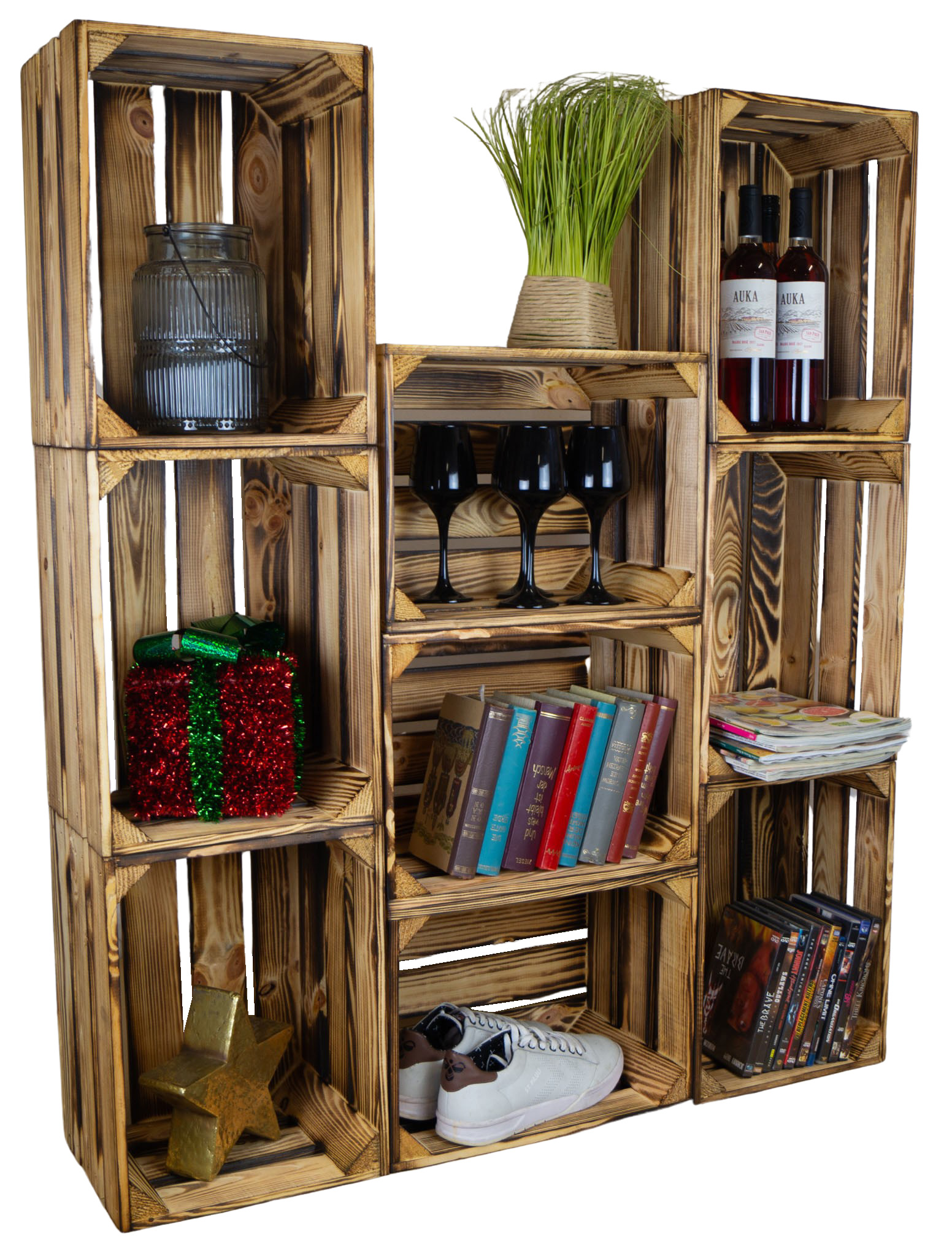 4er Set Caisse Bella Flammé à Vin Boîtes en Bois Regalkisten 40 x 30 X 25c