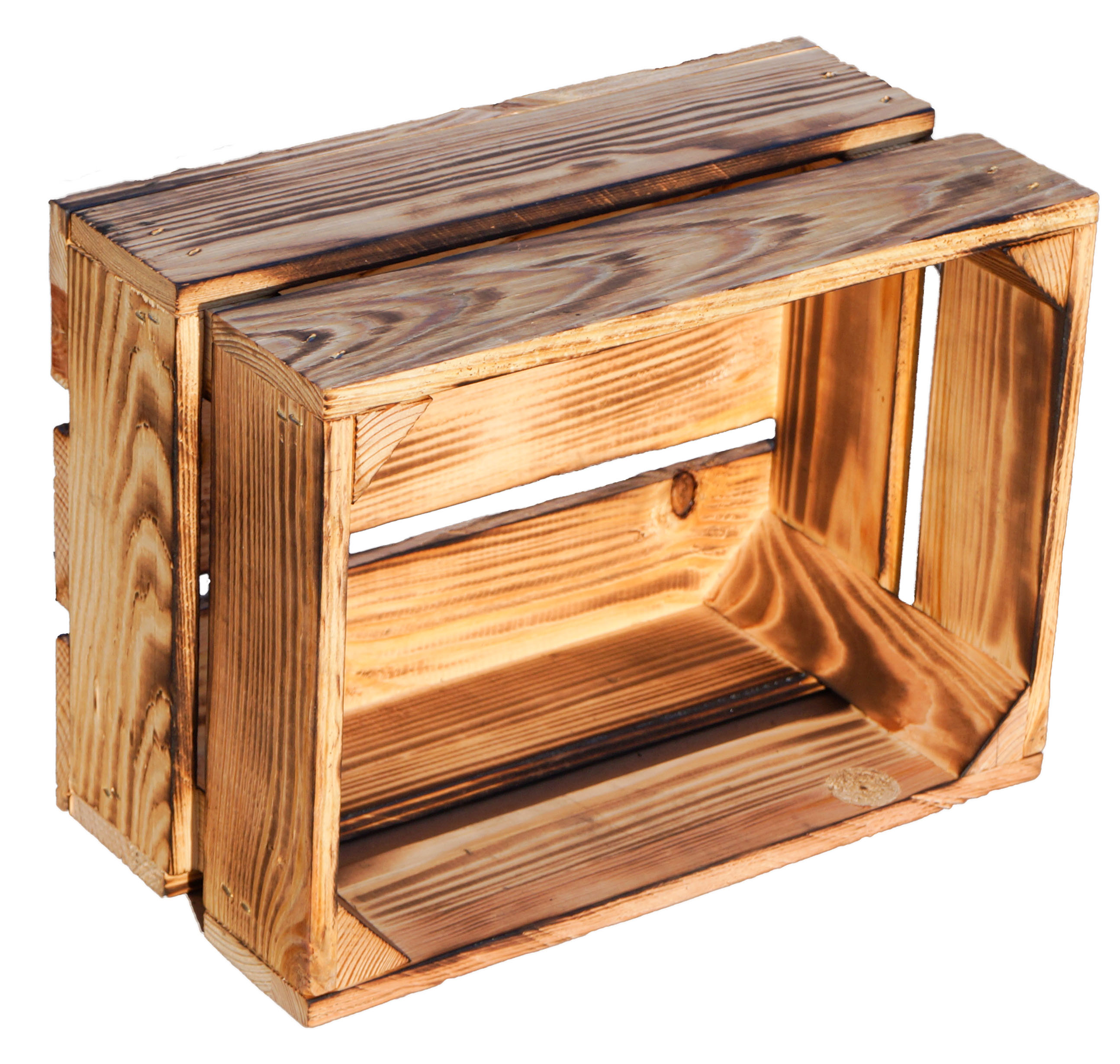 Set de 3 petites boîtes en bois "Frieda" flambées