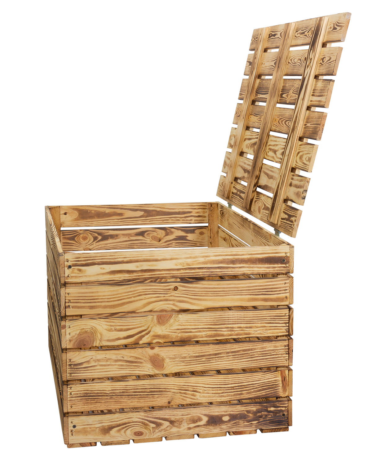 Grosse Holztruhe geflammt mit Deckel 80x50x39cm