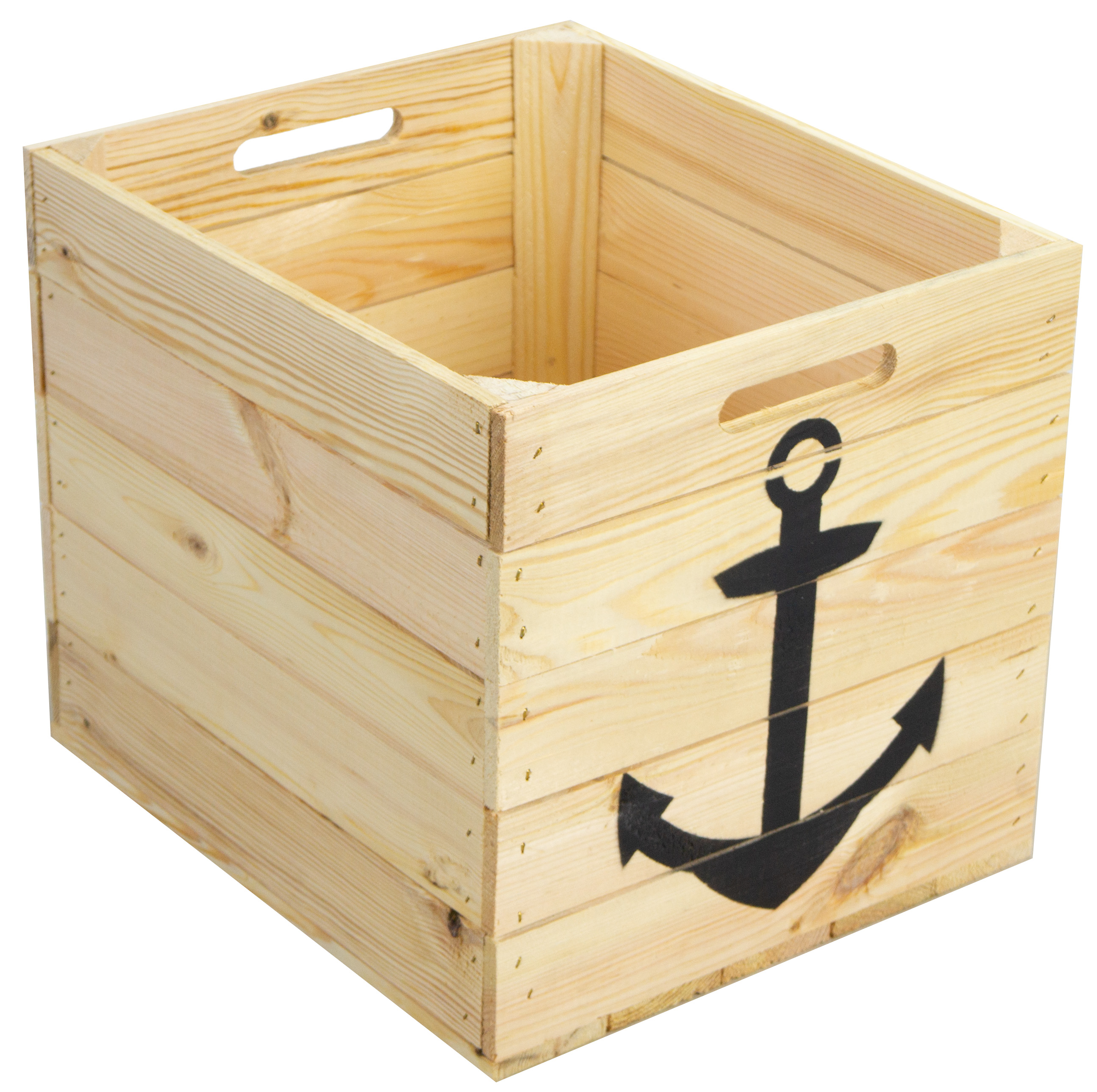 Aufbewahrungskiste Natur mit schwarzem Anker passend für Kallax und Expeditregale
