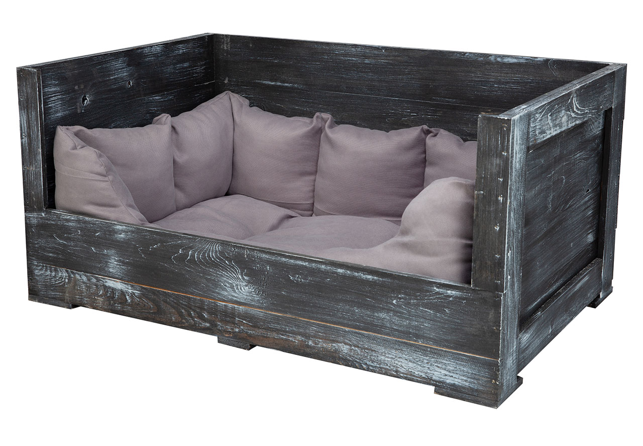 Hundebett Balu shabby schwarz mit Kissen 90x57x45cm