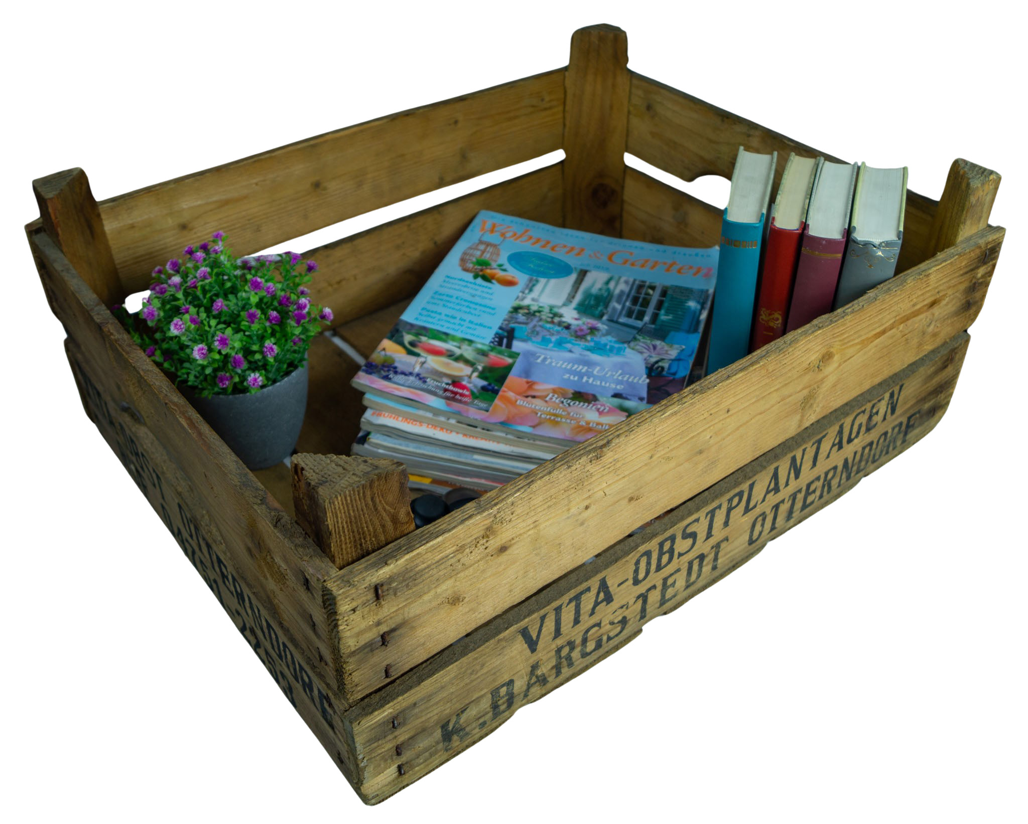 Dunkle Kirschsteige 54x42x22cm Holzsteige Holzkiste Vintage Obstschale